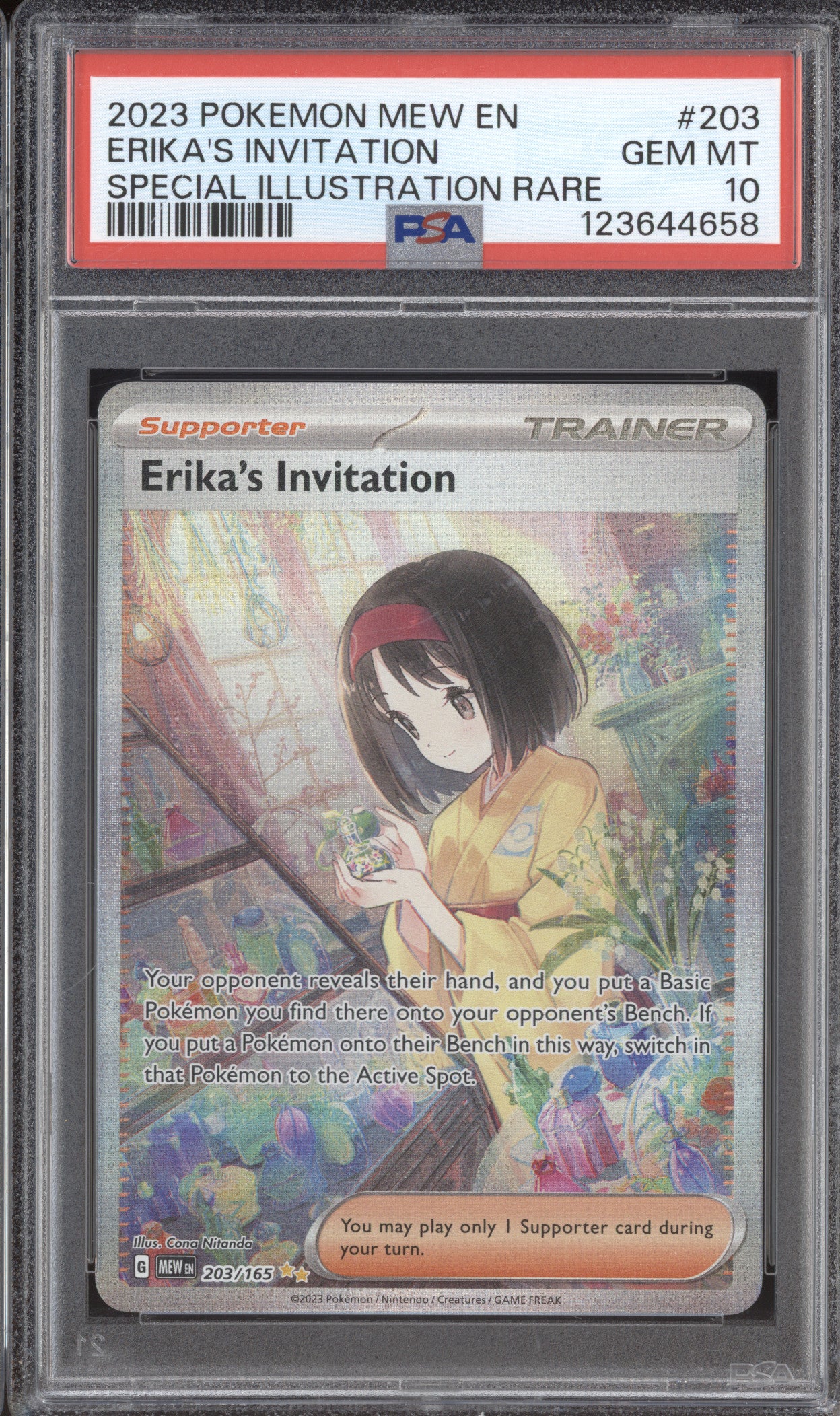 2023 Pokemon Scarlet & Violet 151 MEW Erika's Invitation 203 PSA 10