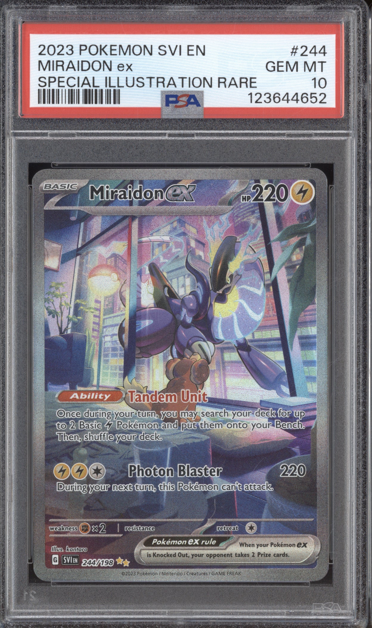2023 Pokemon Scarlet & Violet SVI 244 Miraidon ex Special Illustration PSA 10