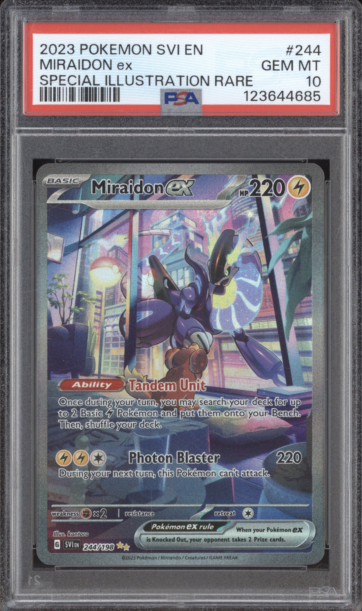 2023 Pokemon Scarlet & Violet SVI 244 Miraidon ex Special Illustration PSA 10