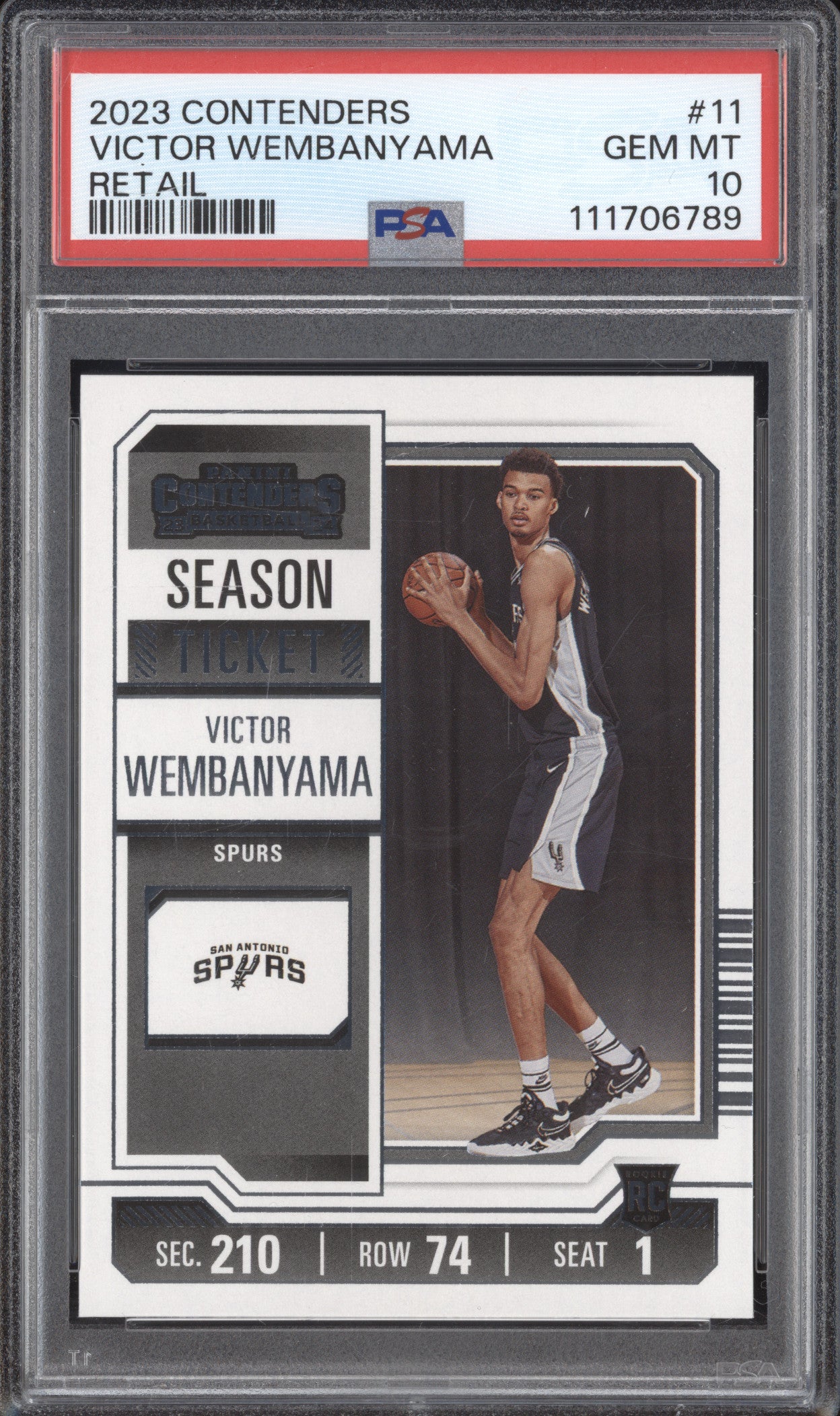 Victor Wembanyama 2023-24 Panini Contenders 11 Retail RC PSA 10