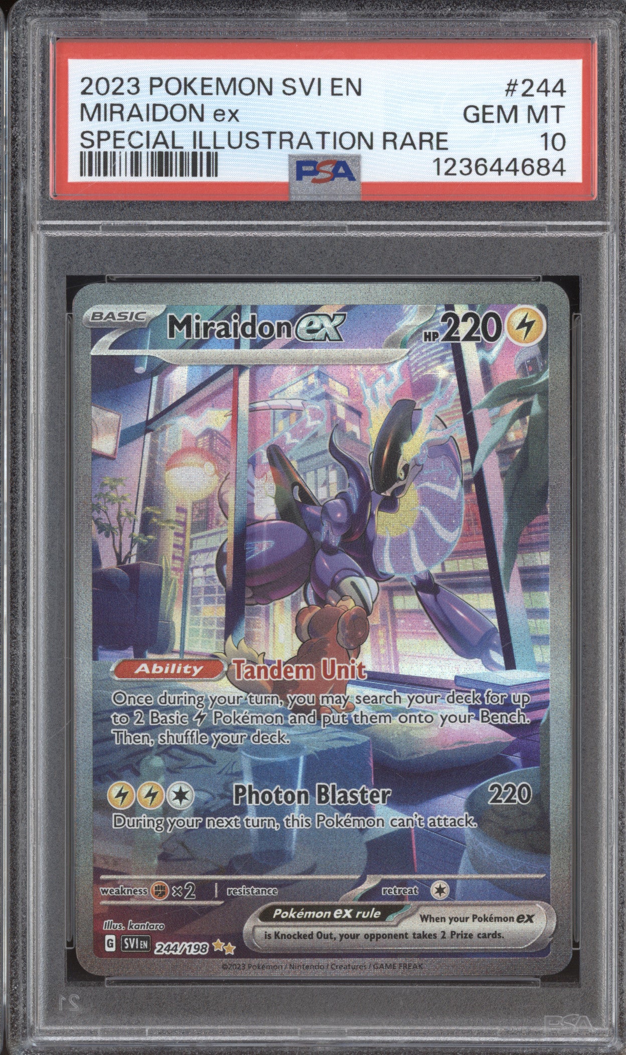 2023 Pokemon Scarlet & Violet SVI 244 Miraidon ex Special Illustration PSA 10