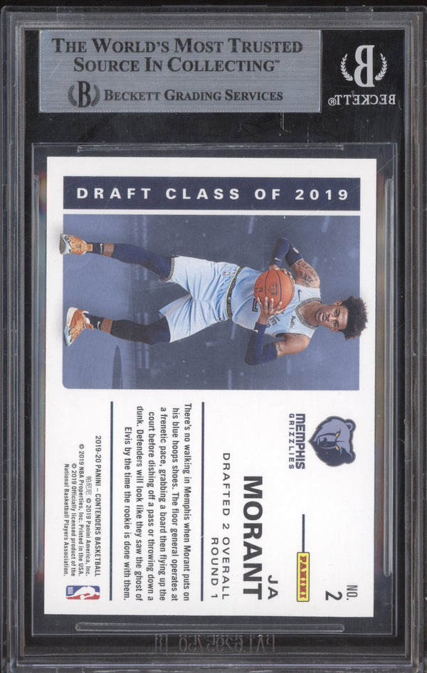 Ja Morant 2019-20 Panini Contenders 2019 Draft Class Cracked Ice RC /25 BGS 8.5