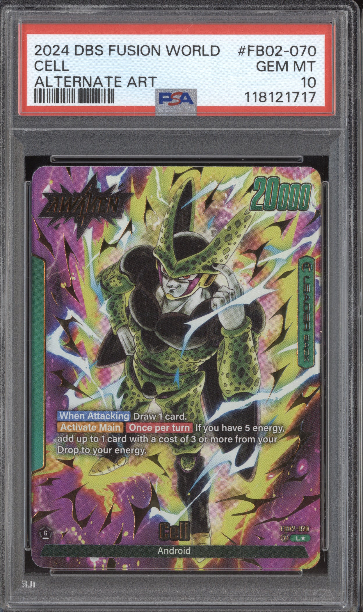 Cell 2024 Dragon Ball Super Fusion World Blazing Aura FB02-070 Alt Art PSA 10