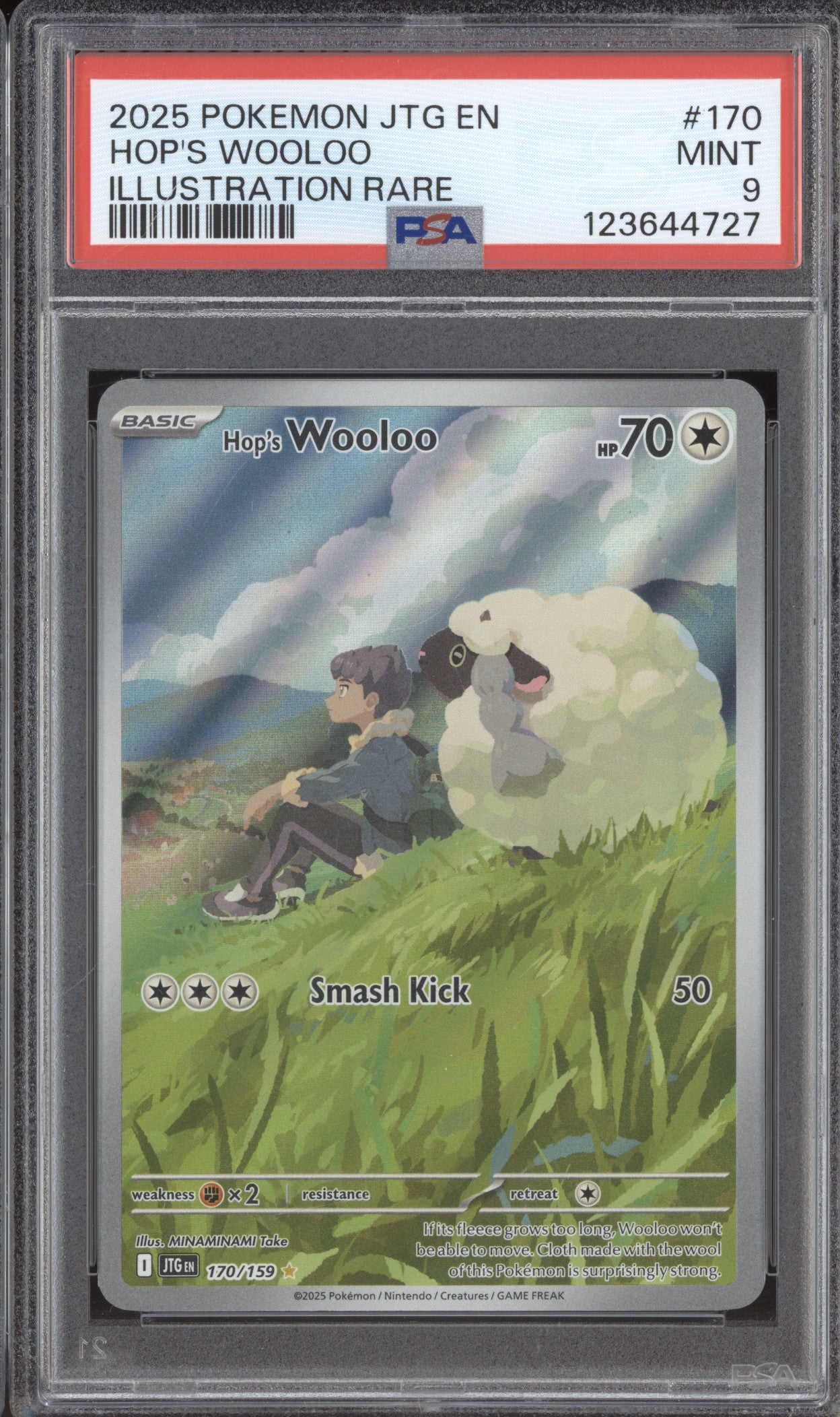 2025 Pokemon Journey Together JTG 170 Hop's Wooloo Illustration Rare PSA 9