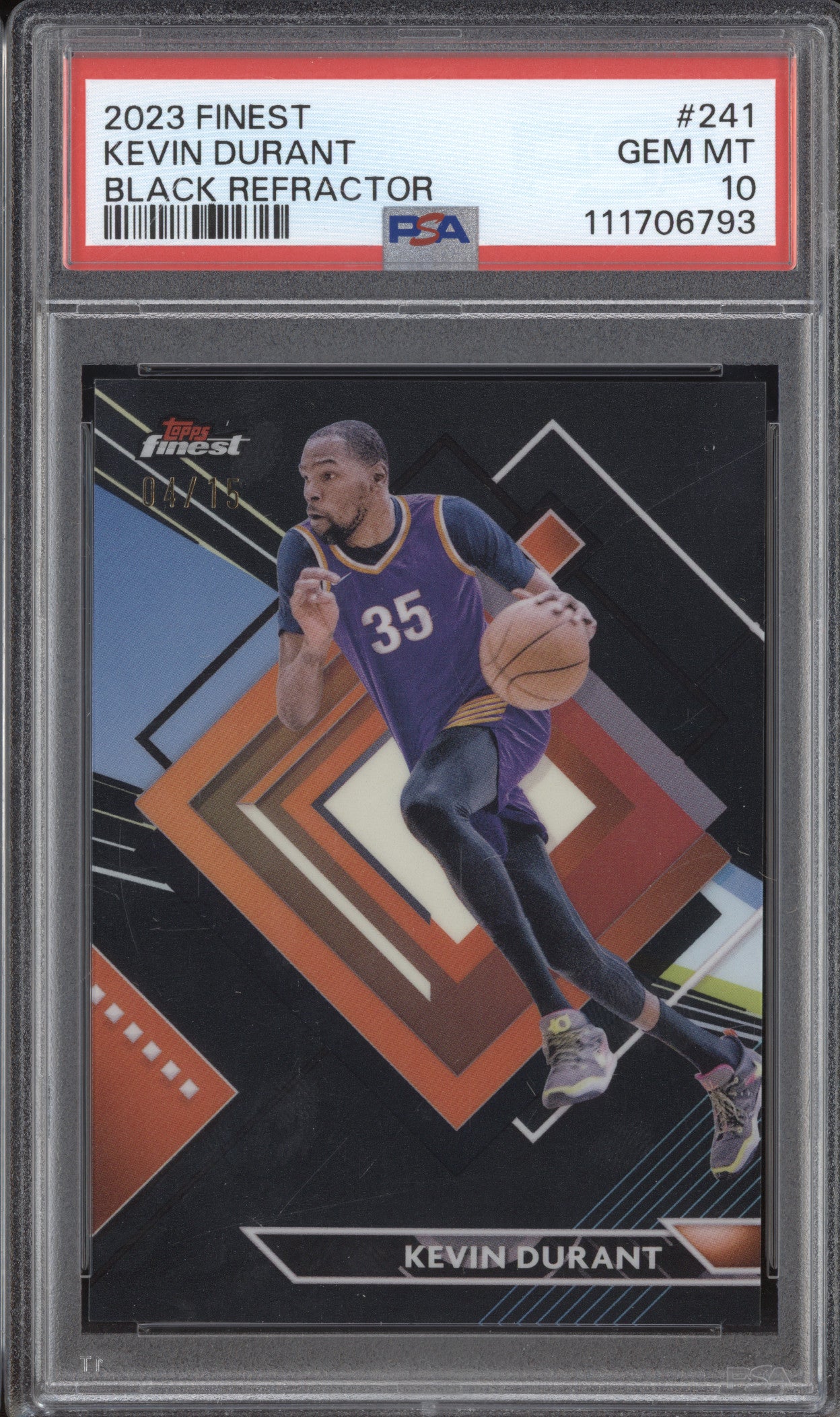 Kevin Durant 2023-24 Topps Finest 241 Black 4/15 PSA 10