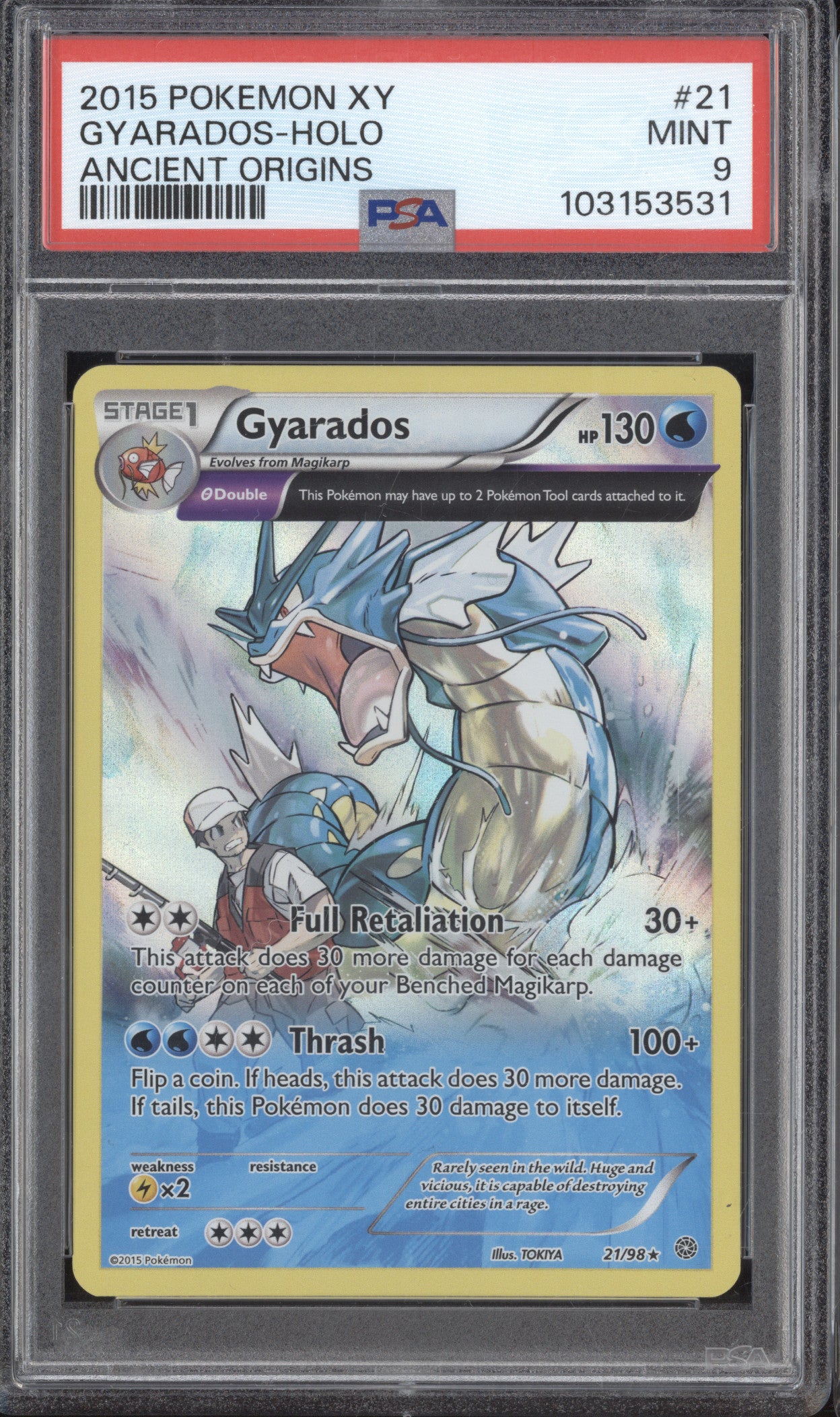 Gyarados 2015 Pokemon XY Ancient Origins 21/98 Holo PSA 9