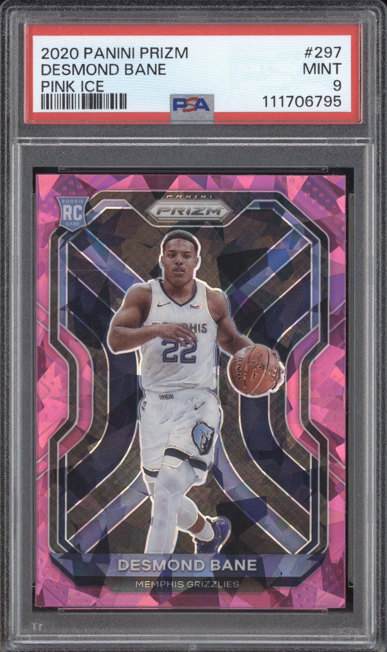Desmond Bane 2020-21 Panini Prizm 297 Pink Ice RC PSA 9