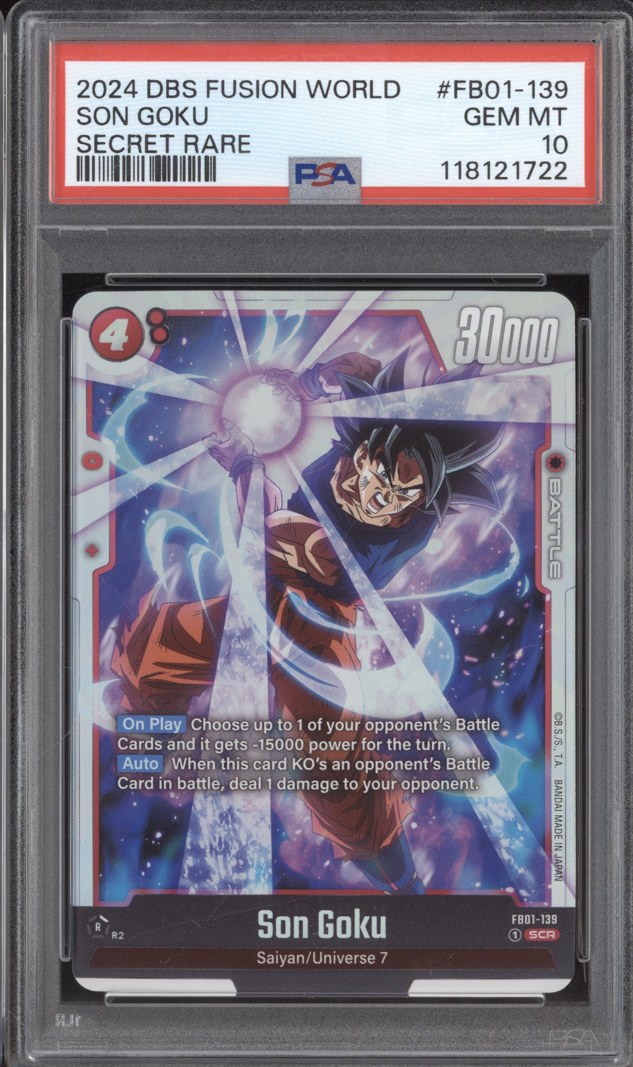 Son Goku 2024 DBS Fusion World Awakened Pulse FB01-139 Secret Rare PSA
