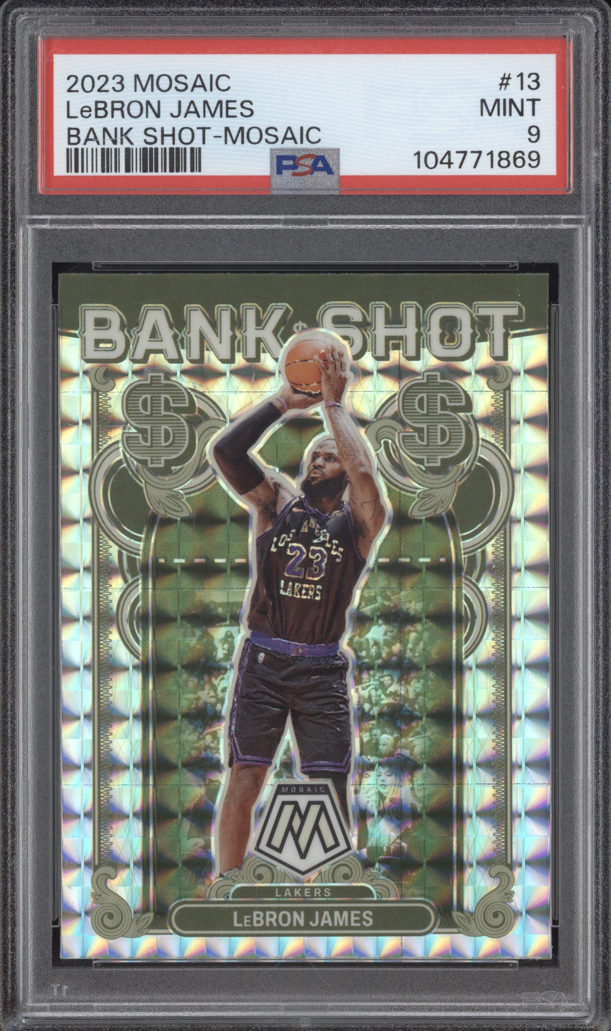 LeBron James 2023-24 Panini Mosaic 13 Bank Shot Mosaic PSA 9