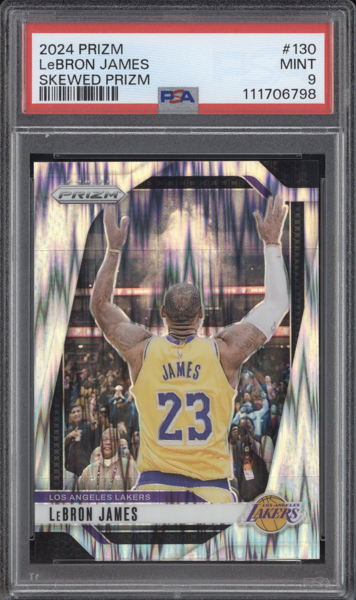 LeBron James 2024-25 Panini Prizm 130 Skewed 211/249 PSA 9