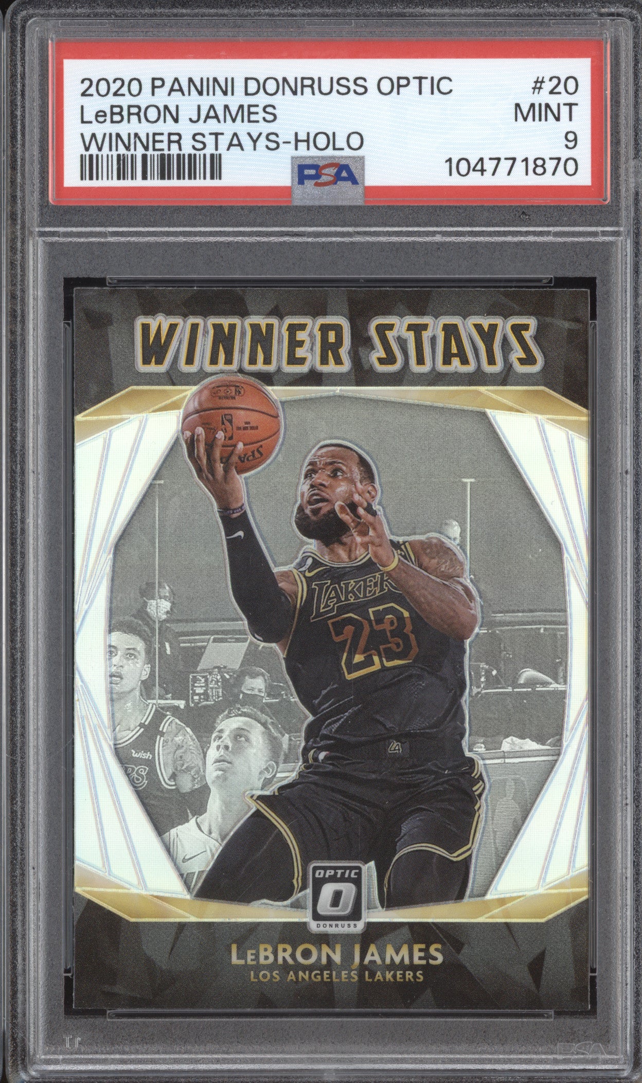LeBron James 2020-21 Panini Donruss Optic 20 Winner Stays Holo PSA 9
