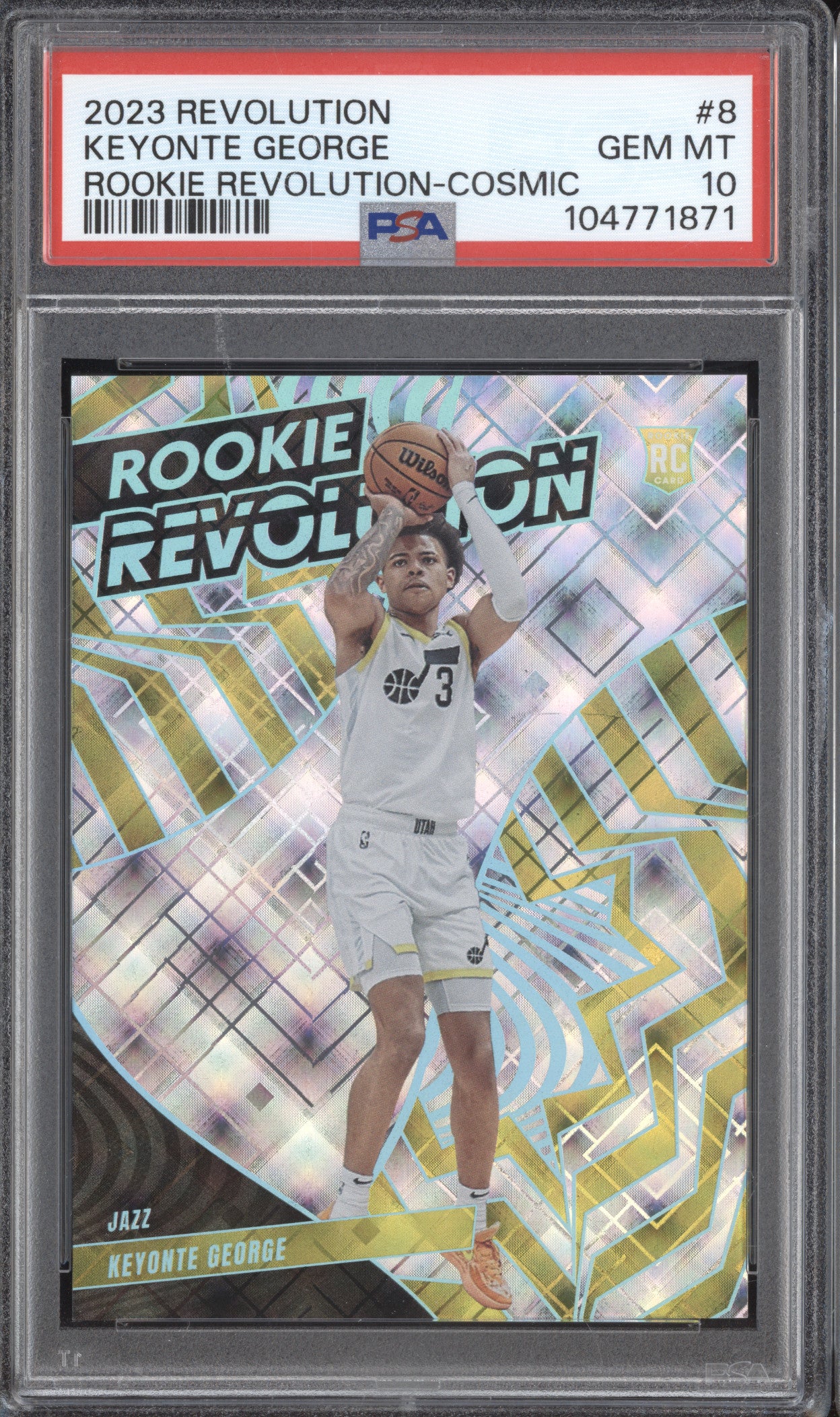 Keyonte George 2023-24 Panini Revolution Rookie Revolution Cosmic RC /99 PSA 10