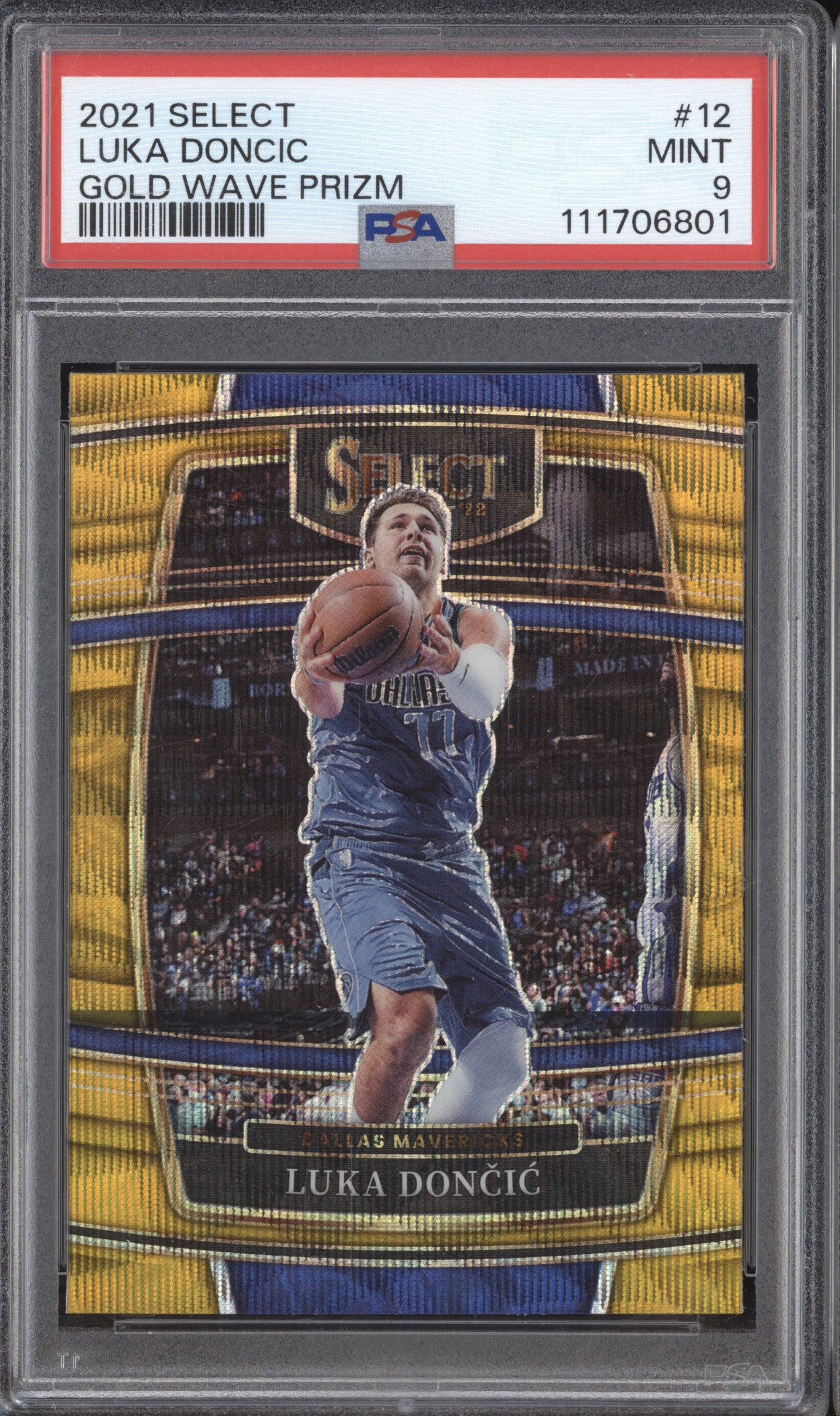 Luka Doncic 2021-22 Panini Select 12 Gold Wave PSA 9