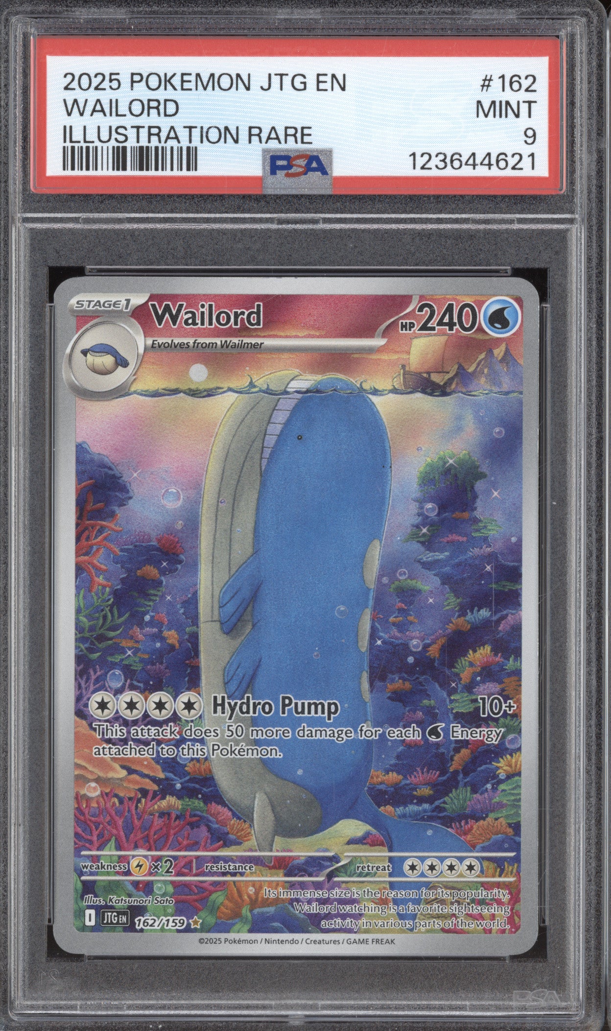 2025 Pokemon Journey Together JTG 162 Wailord Illustration Rare PSA 9