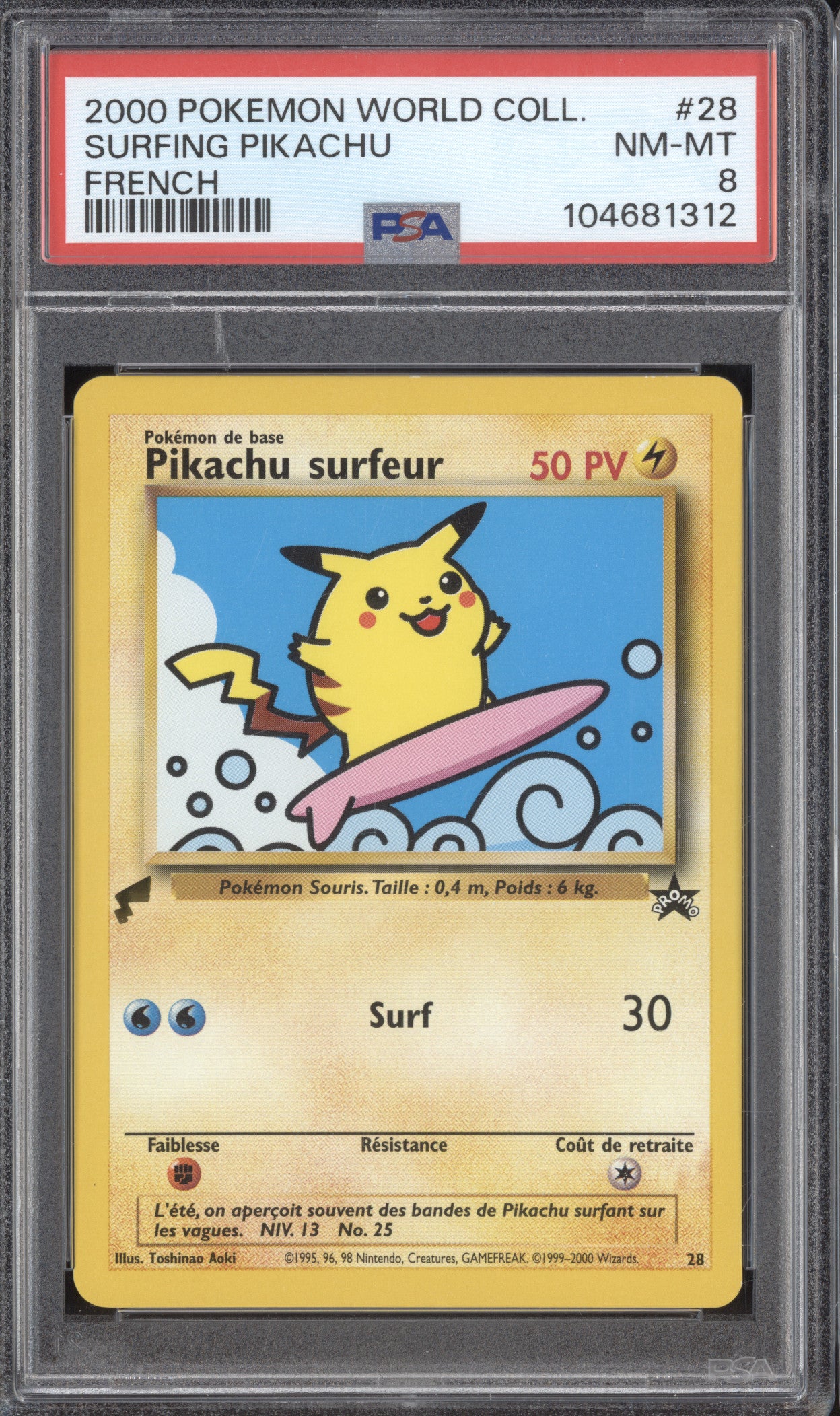 Surfing Pikachu 2000 Pokemon World Collection 28 French PSA 8