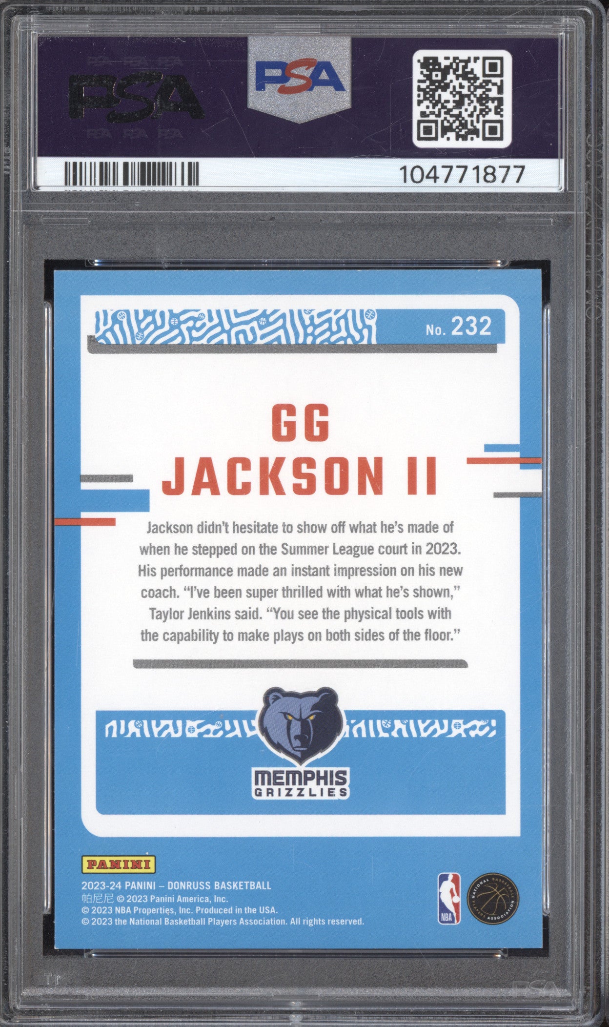 GG Jackson II 2023-24 Panini Donruss 232 Red RC PSA 9