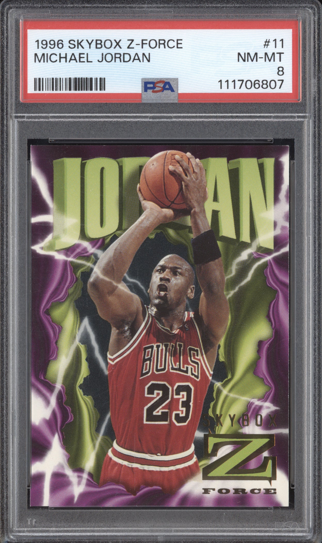 Michael Jordan 1996-97 Skybox Z-Force 11 PSA 8