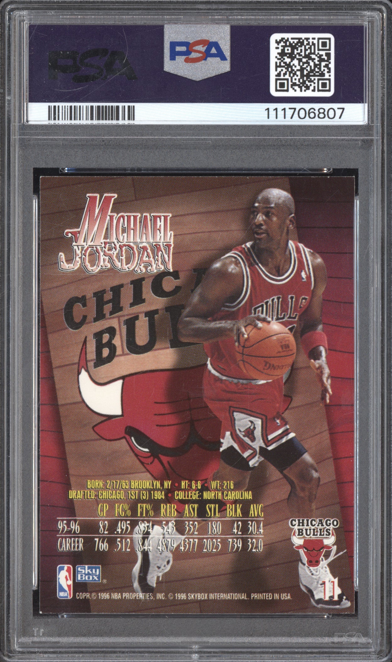 Michael Jordan 1996-97 Skybox Z-Force 11 PSA 8
