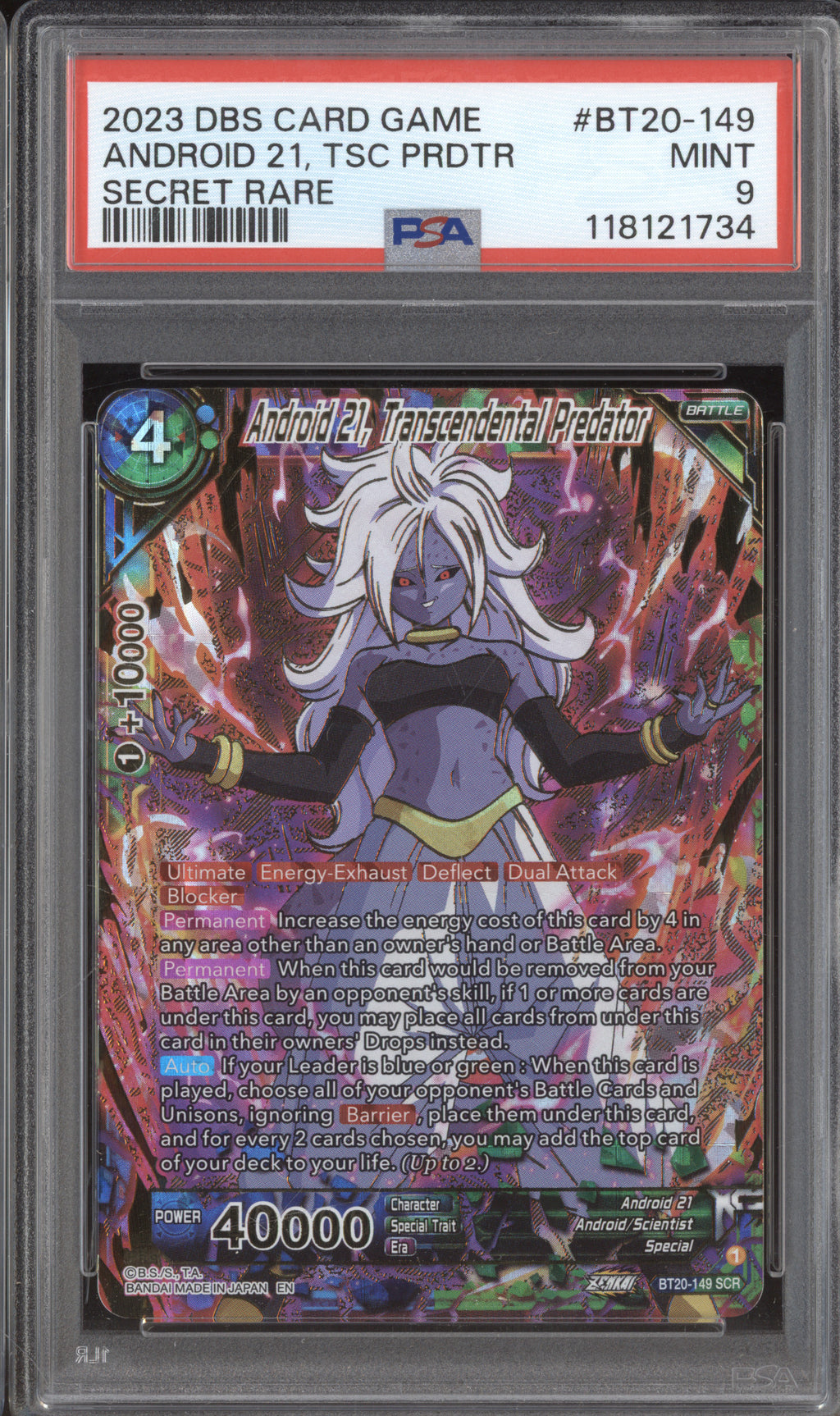 Android 21, TSC Prdtr 2024 DBS Power Absorbed BT20-149 Secret Rare PSA