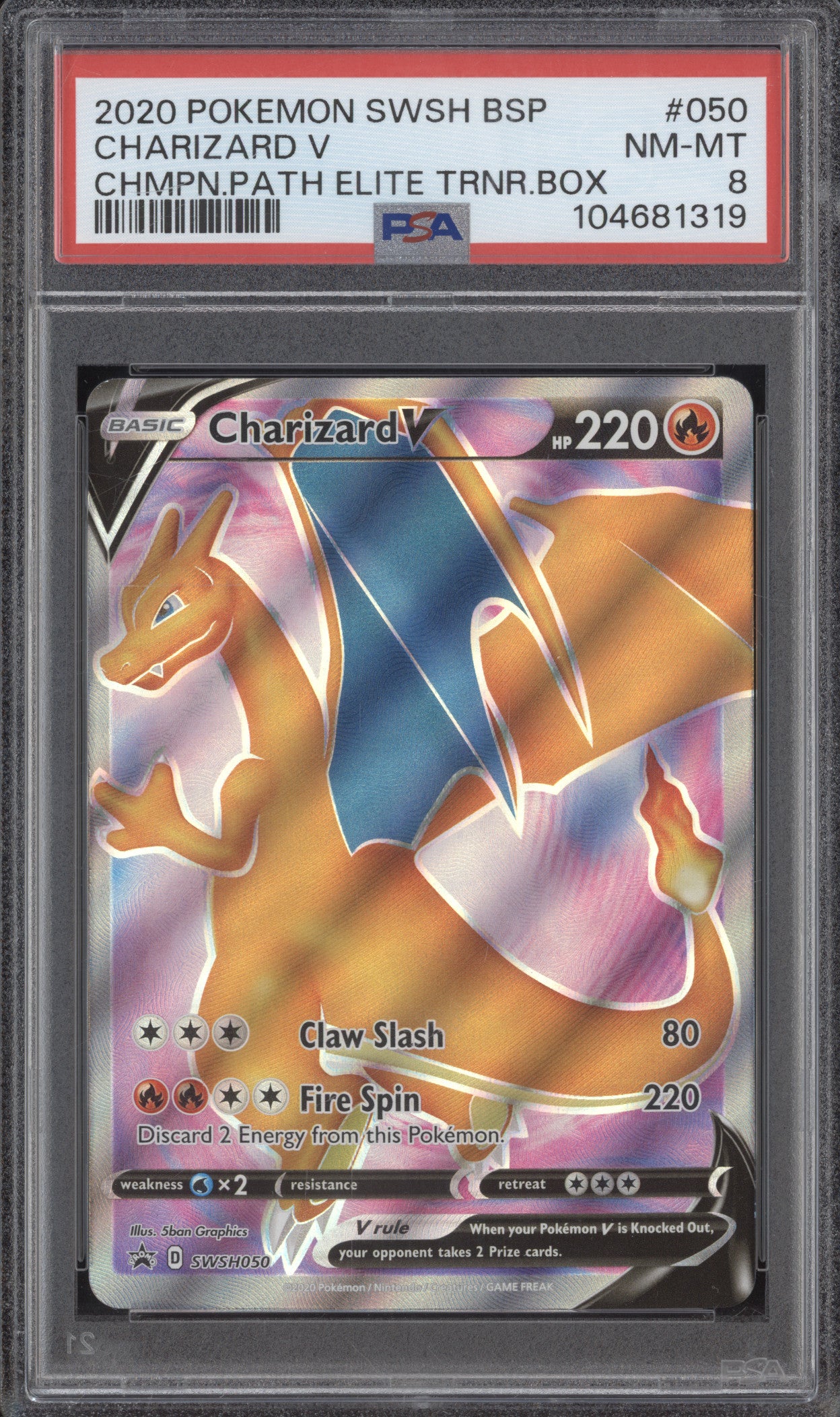 Charizard V 2020 Pokemon Sword & Shield Promos SWSH050 Full Art PSA 8