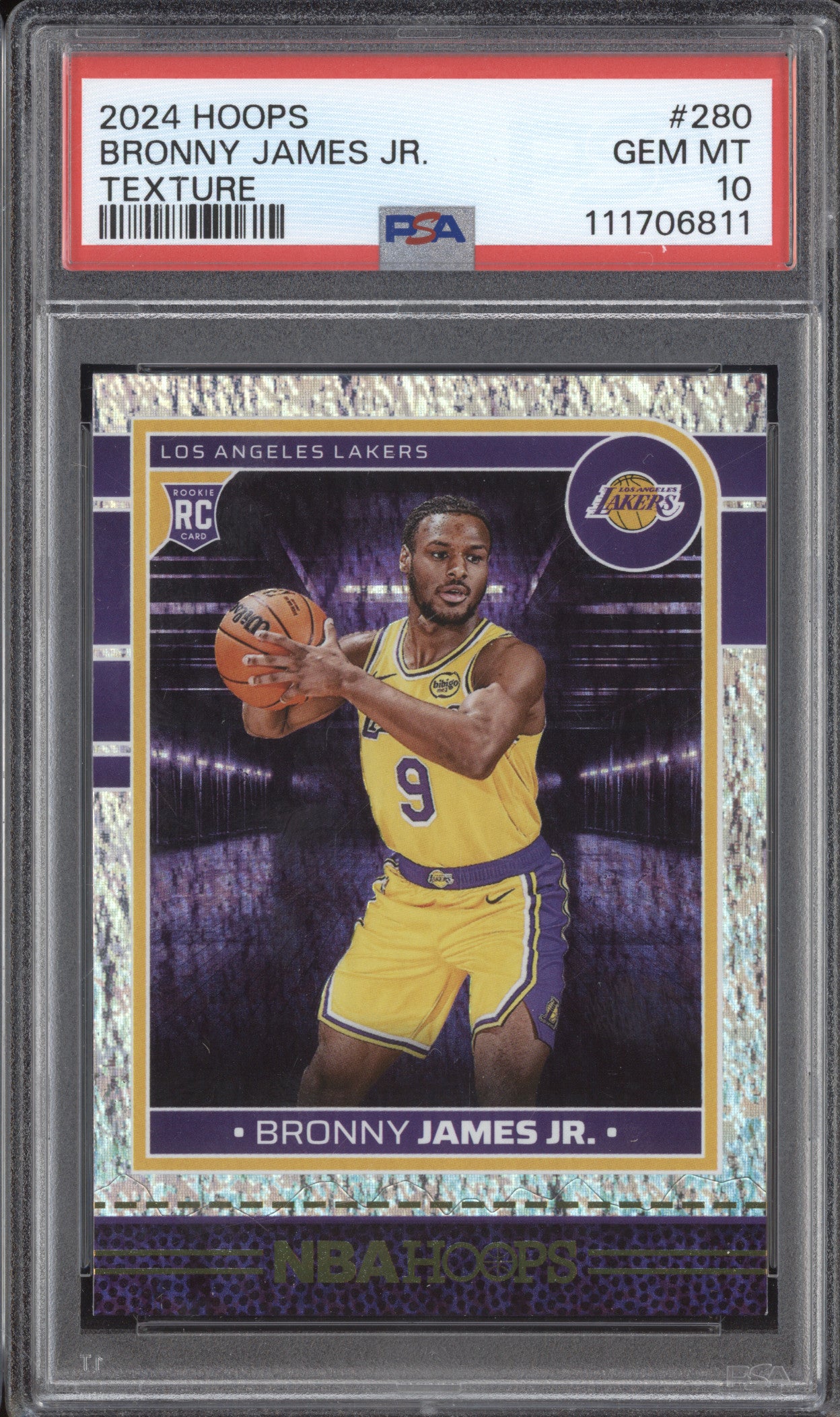 Bronny James Jr 2024-25 Panini Hoops 280 Texture RC PSA 10