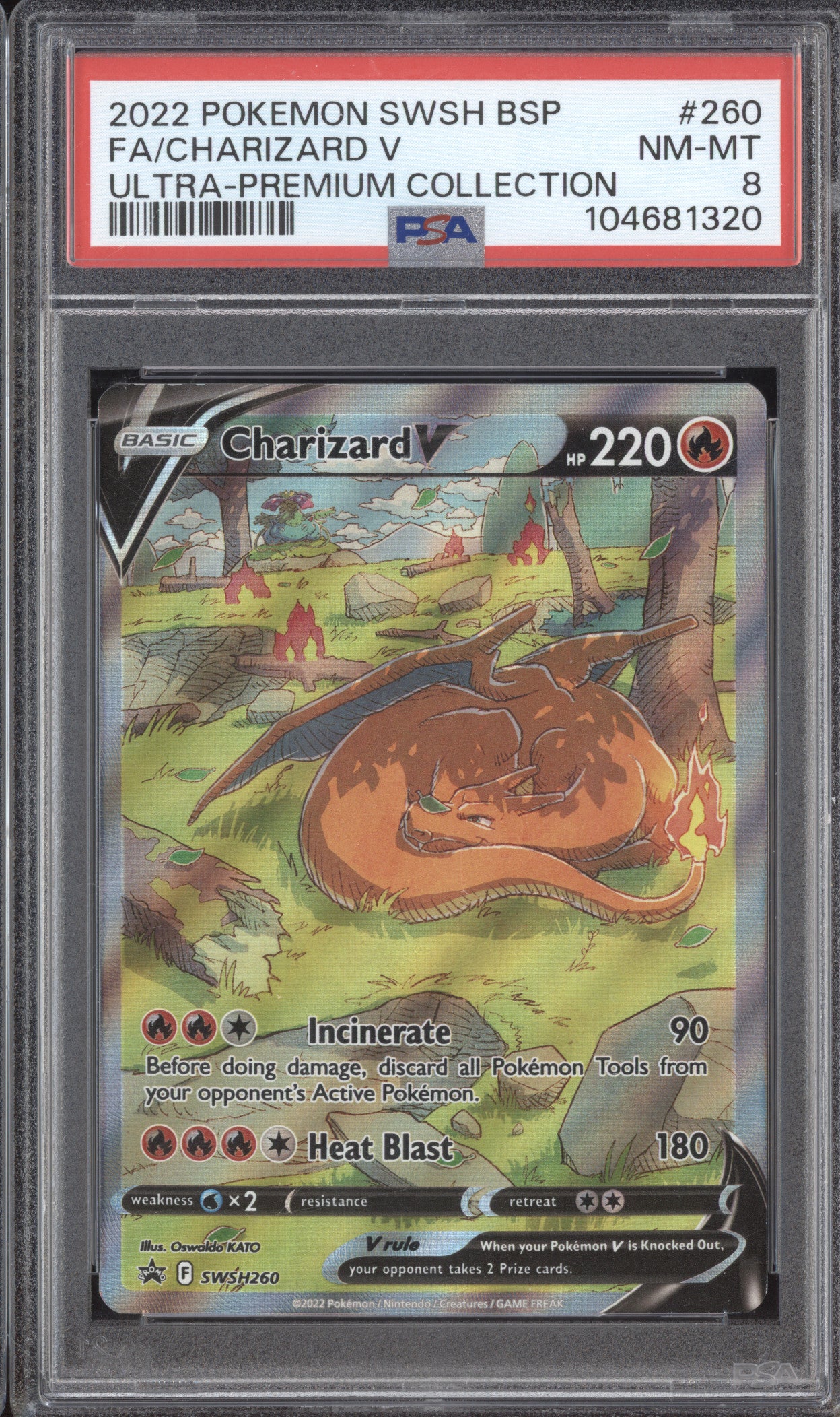 Charizard V 2022 Pokemon Sword & Shield Promos SWSH260 Full Art PSA 8
