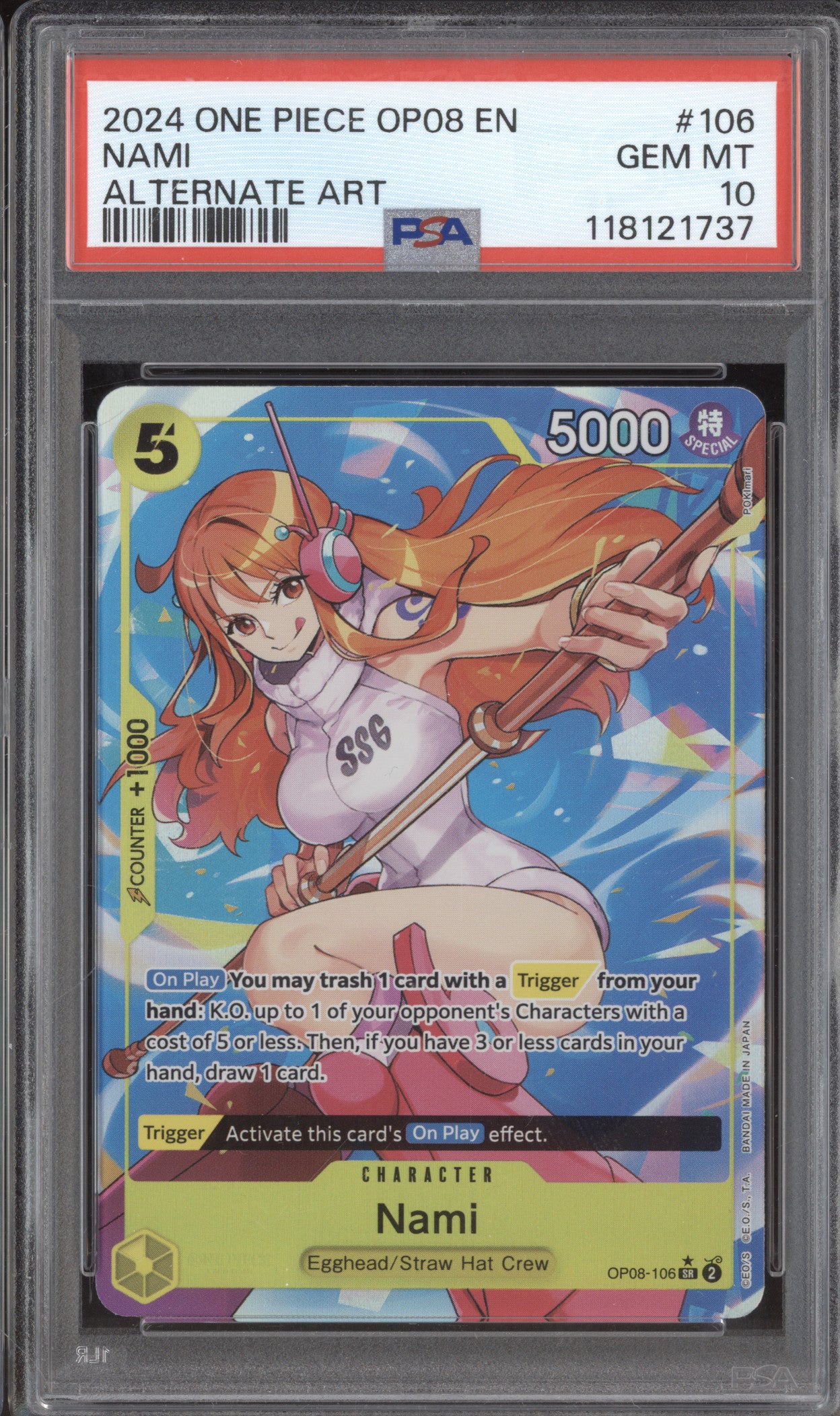 Nami 2024 One Piece Two Legends OP08-106 Alternate Art PSA 10