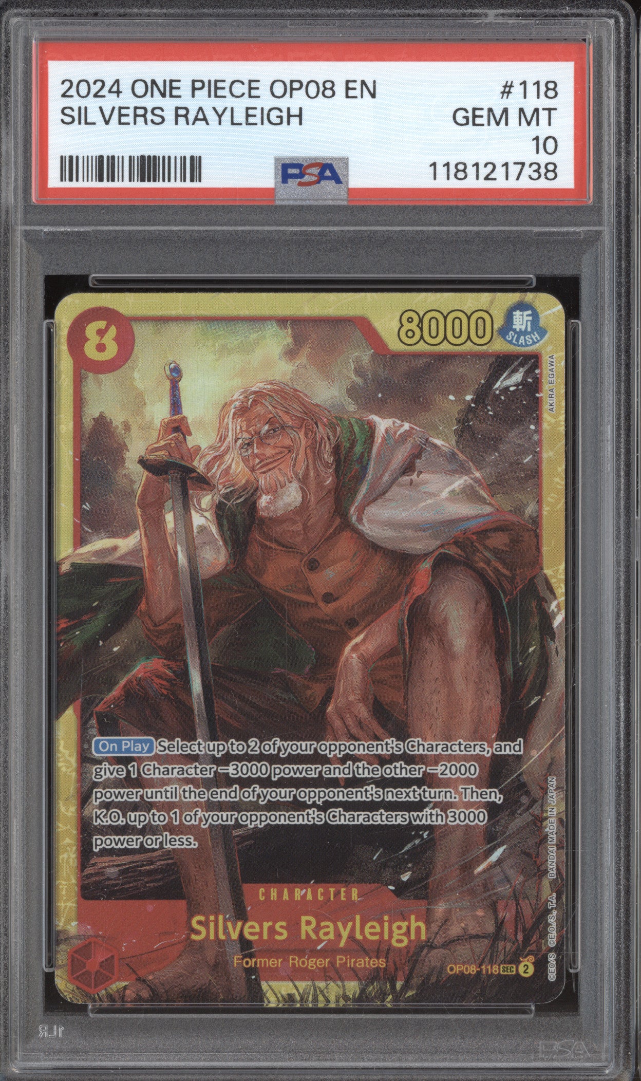 Silvers Rayleigh 2024 One Piece Two Legends OP08-118 PSA 10