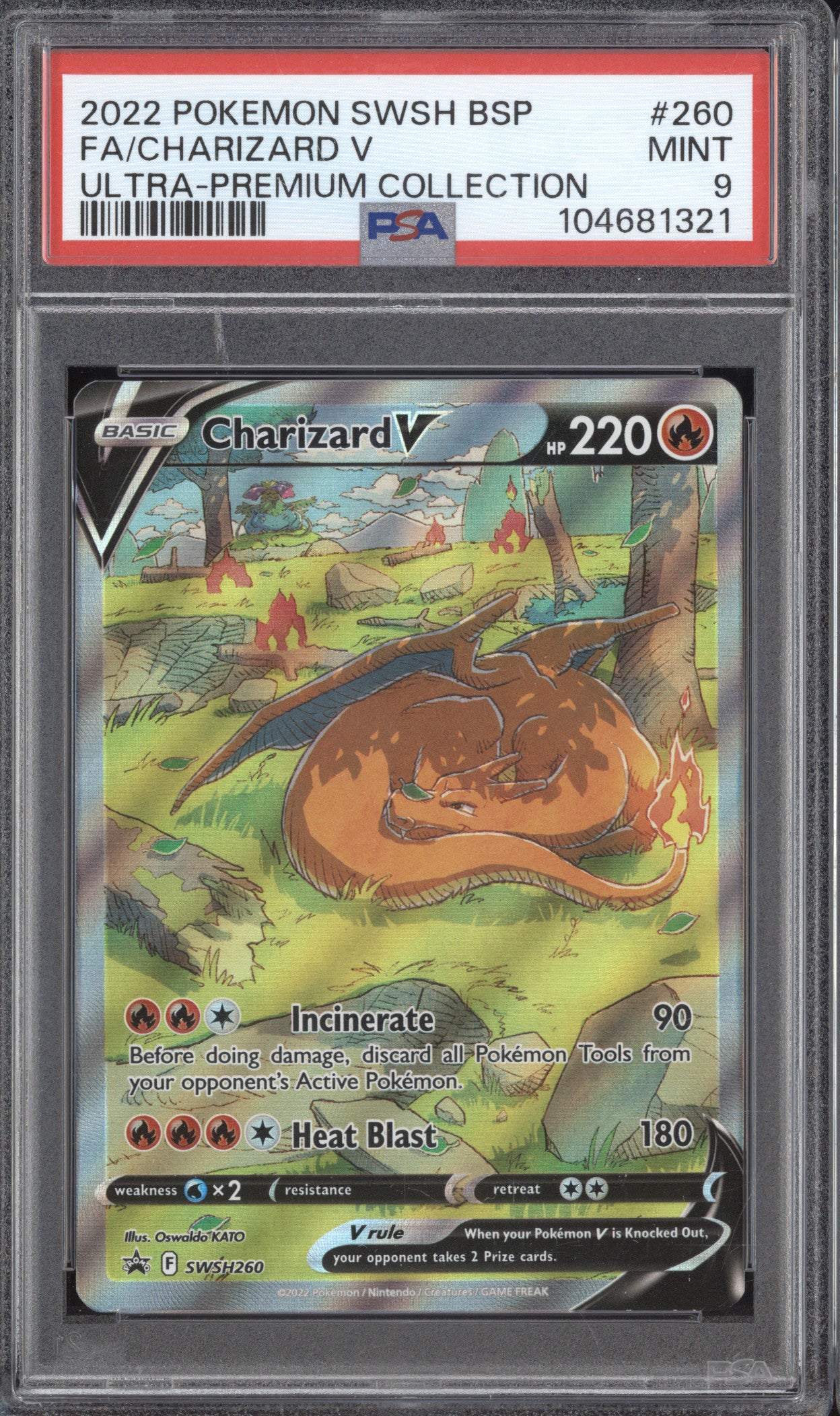 Charizard V 2022 Pokemon Sword & Shield Promos SWSH260 Full Art PSA 9