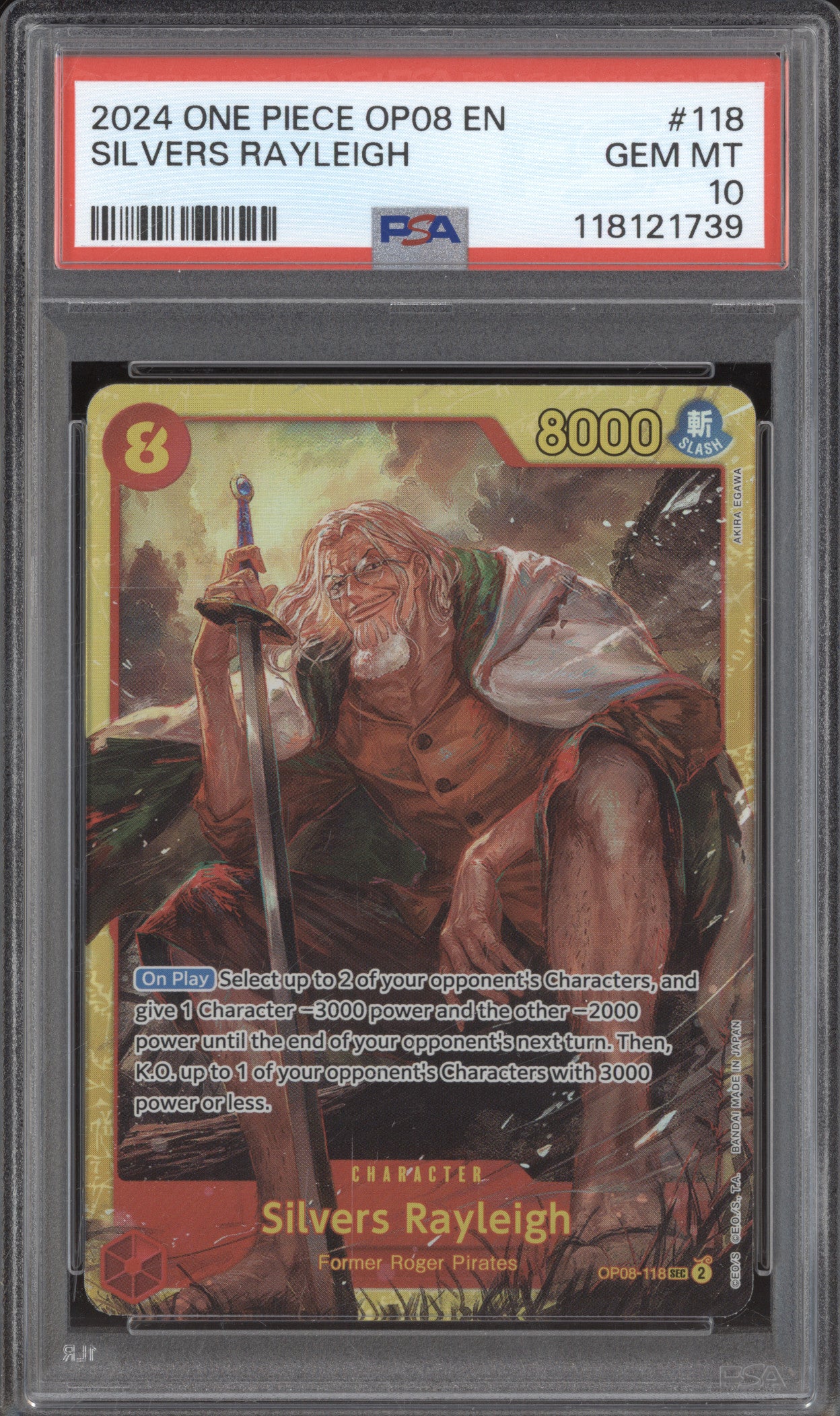 Silvers Rayleigh 2024 One Piece Two Legends OP08-118 PSA 10