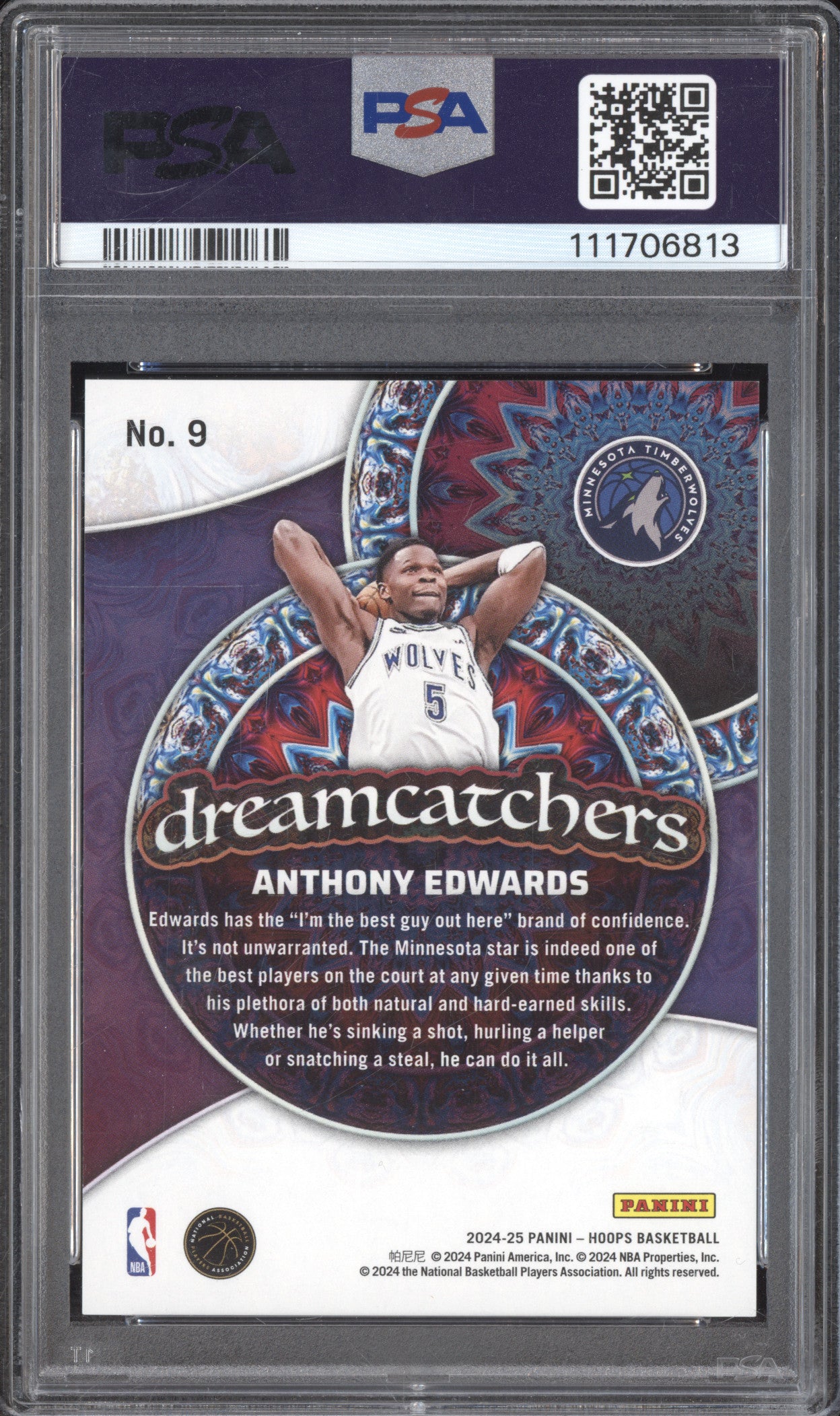 Anthony Edwards 2024-25 Panini Hoops 9 Dreamcatchers PSA 9