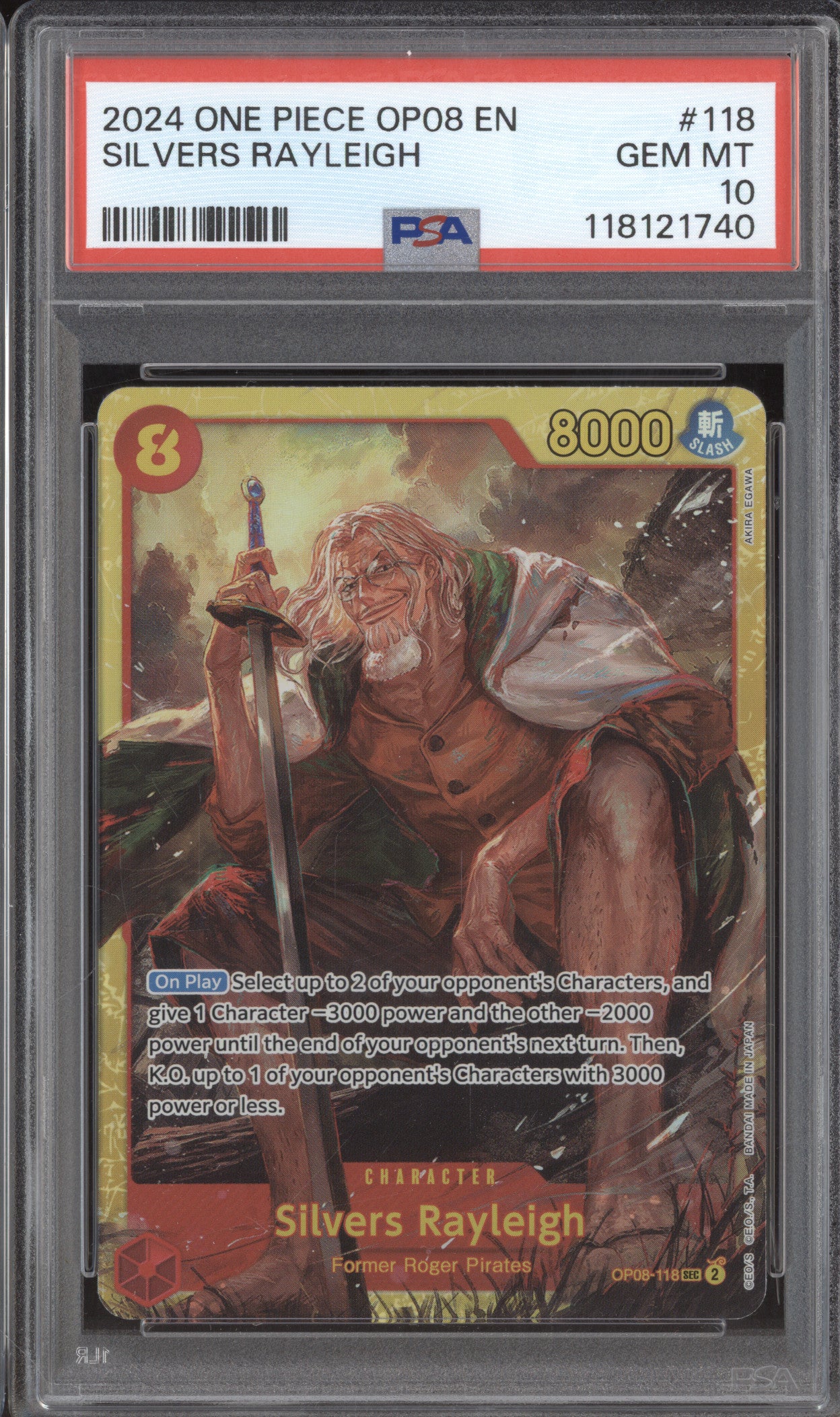 Silvers Rayleigh 2024 One Piece Two Legends OP08-118 PSA 10