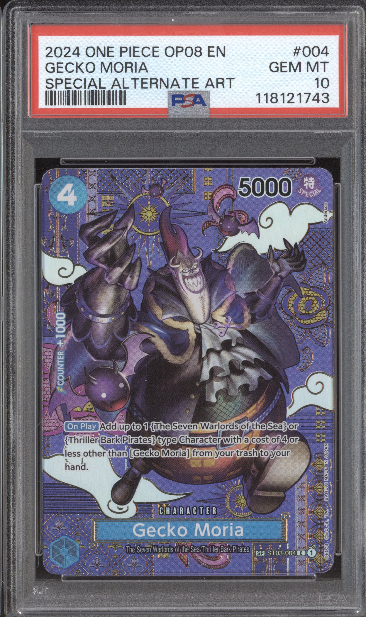 Gecko Moria 2024 One Piece Two Legends OP08-004 Special Alternate Art PSA 10