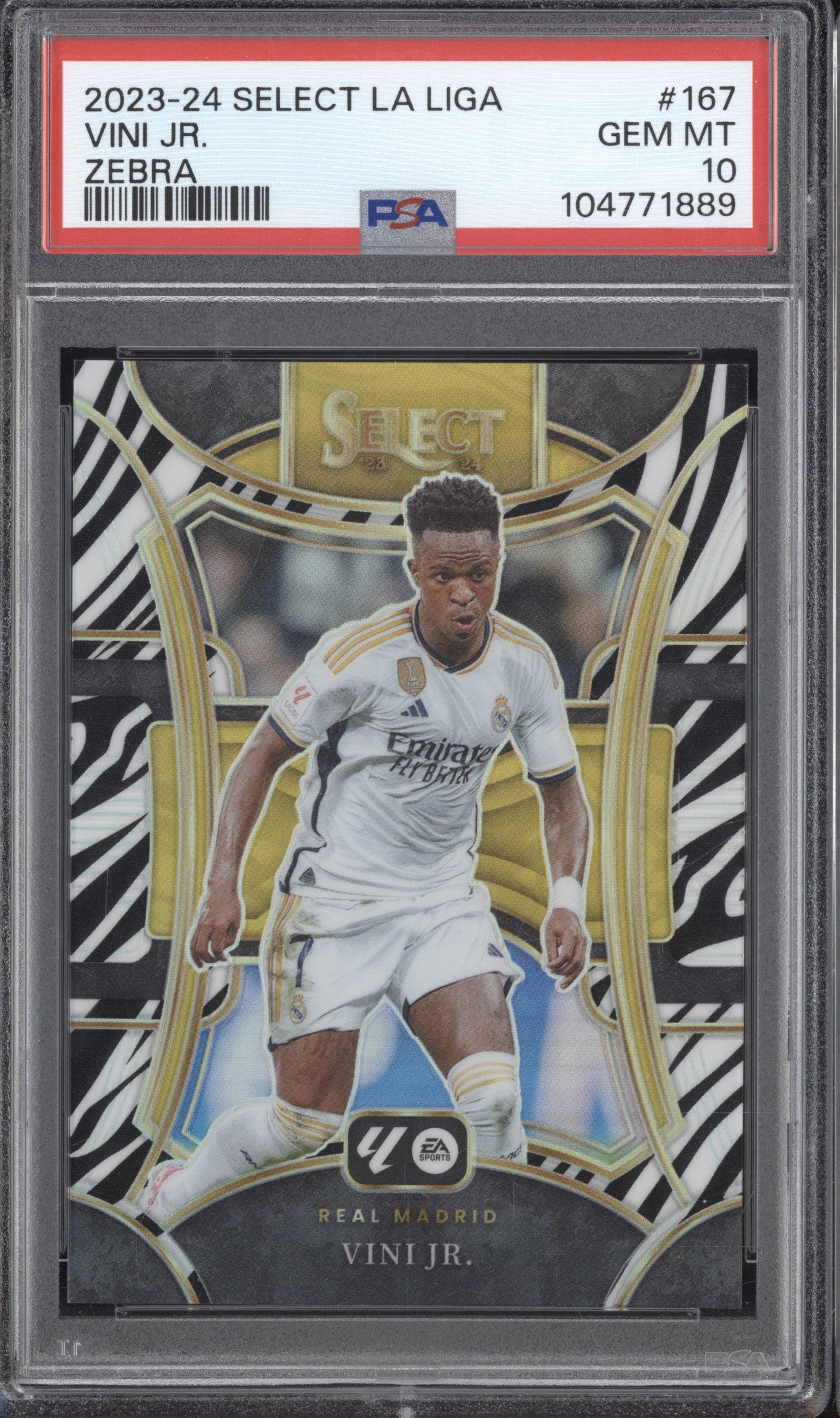 Vini Jr 2023-24 Panini Select La Liga 167 Zebra 20/25 PSA 10