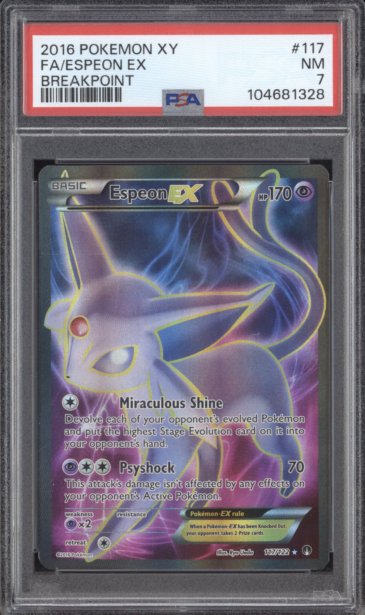 Espeon ex 2016 Pokemon BREAKpoint 117/122 Full Art PSA 7