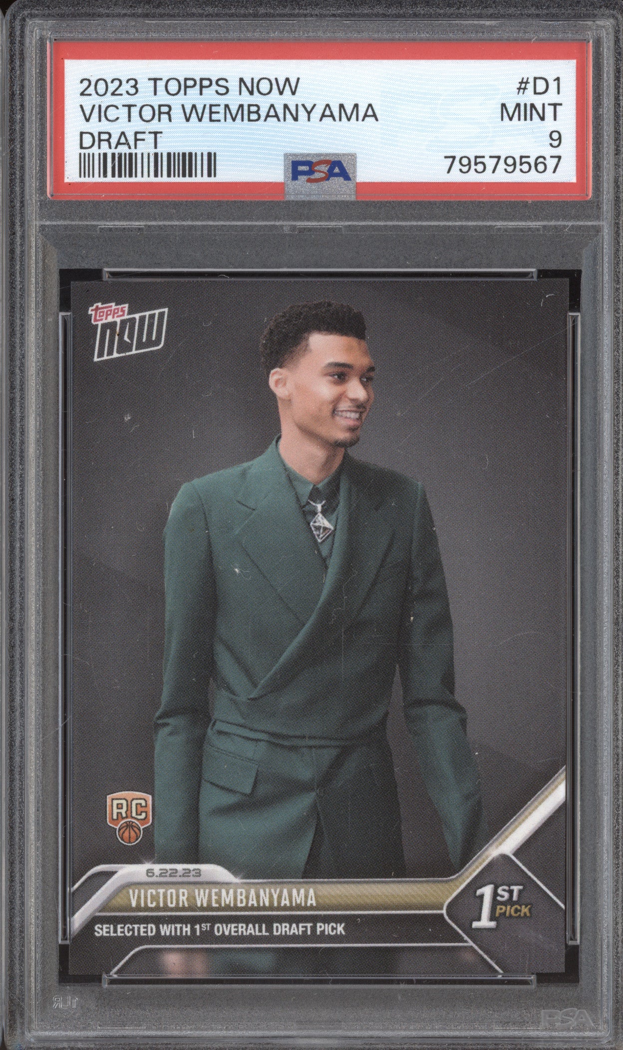 2023 Topps Now Draft D1 Victor Wembanyama RC PSA 9