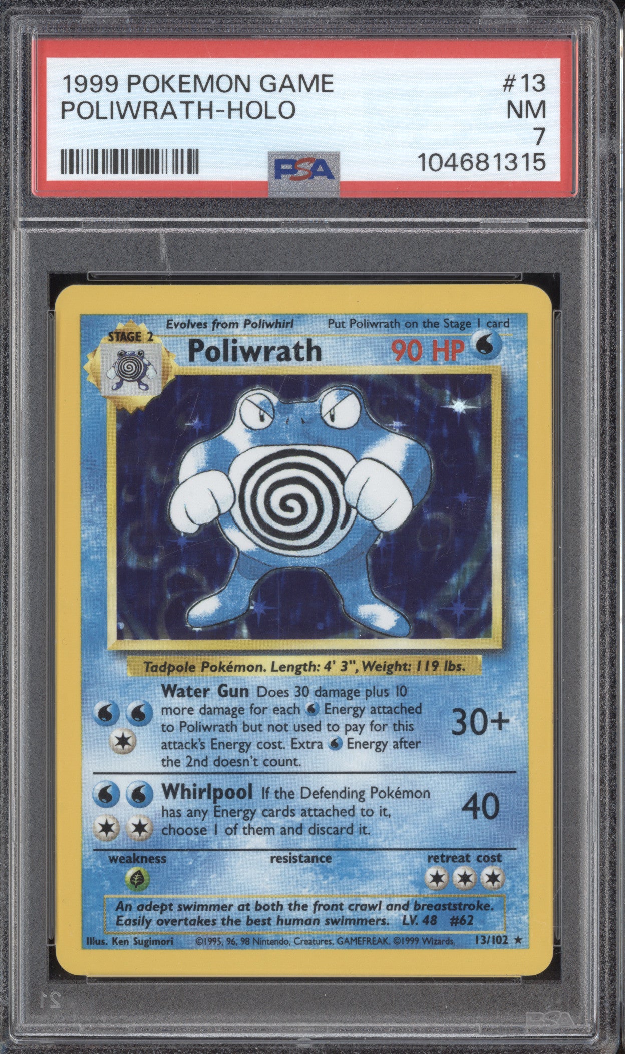 Poliwrath 1999 Pokemon Base Set 13/102 Holo PSA 7