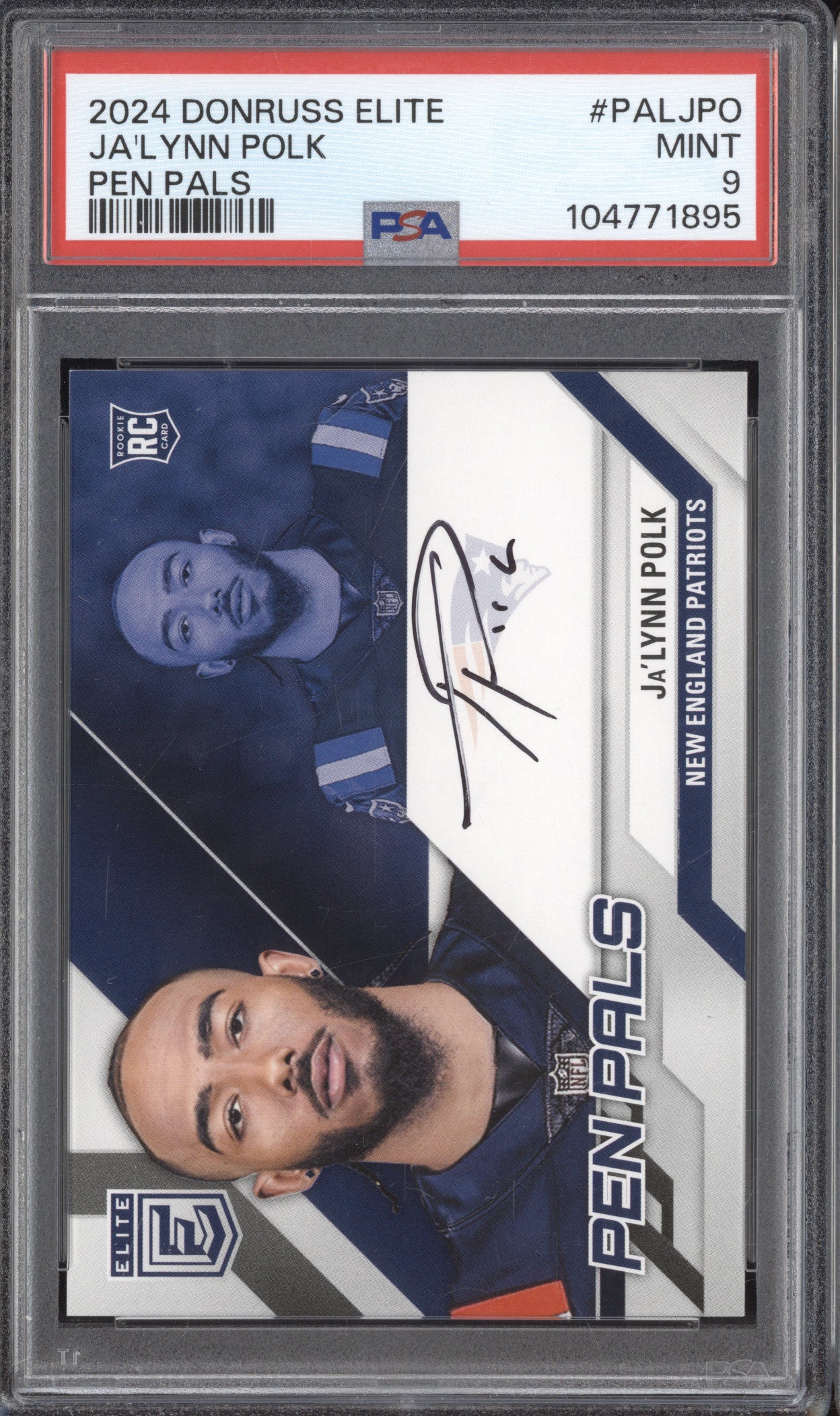 Ja'Lynn Polk 2024 Panini Donruss Elite PAL-JPO Pen Pals Auto RC PSA 9