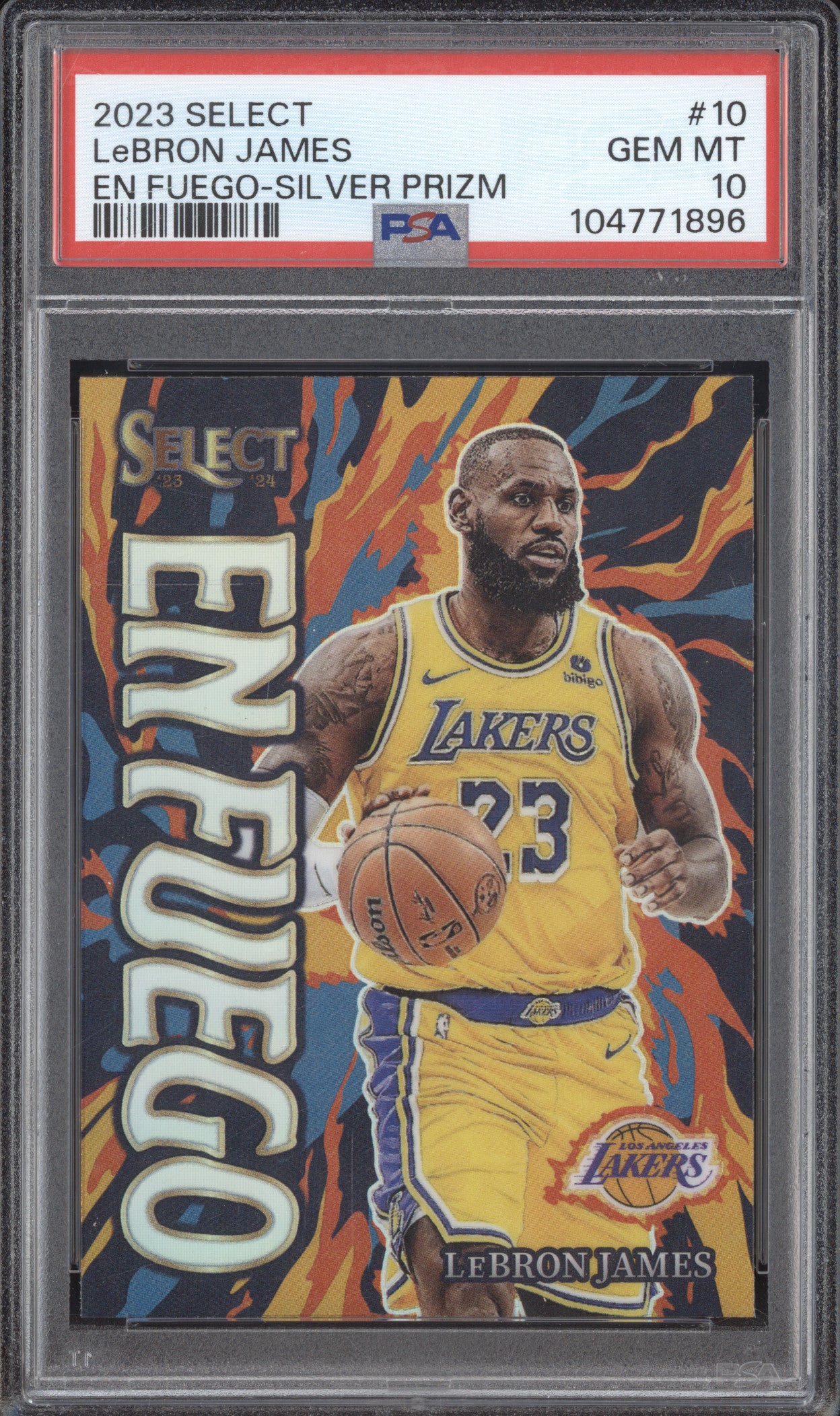 LeBron James 2023-24 Panini Select 10 En Fuego Silver PSA 10