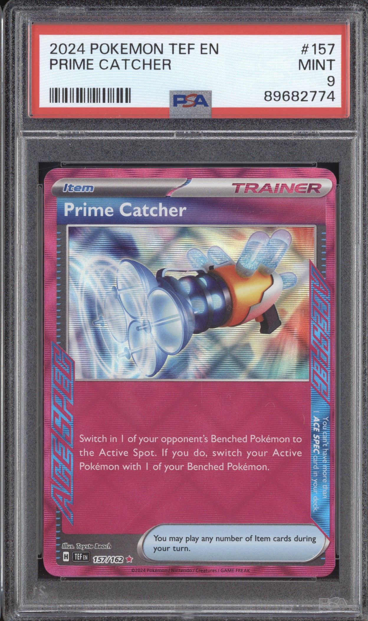 Prime Catcher 2024 Pokemon Temporal Forces 157/162 Ace Spec PSA 9