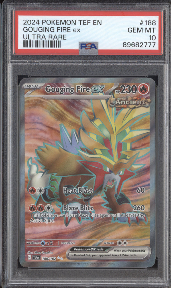 Gouging Fire ex 2024 Pokemon Temporal Forces 188/162 Ultra Rare Full Art PSA 10