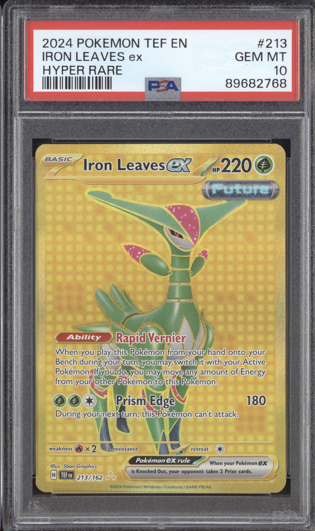 Iron Leaves ex 2024 Pokemon Temporal Forces 213/162 Hyper Rare Gold PSA 10