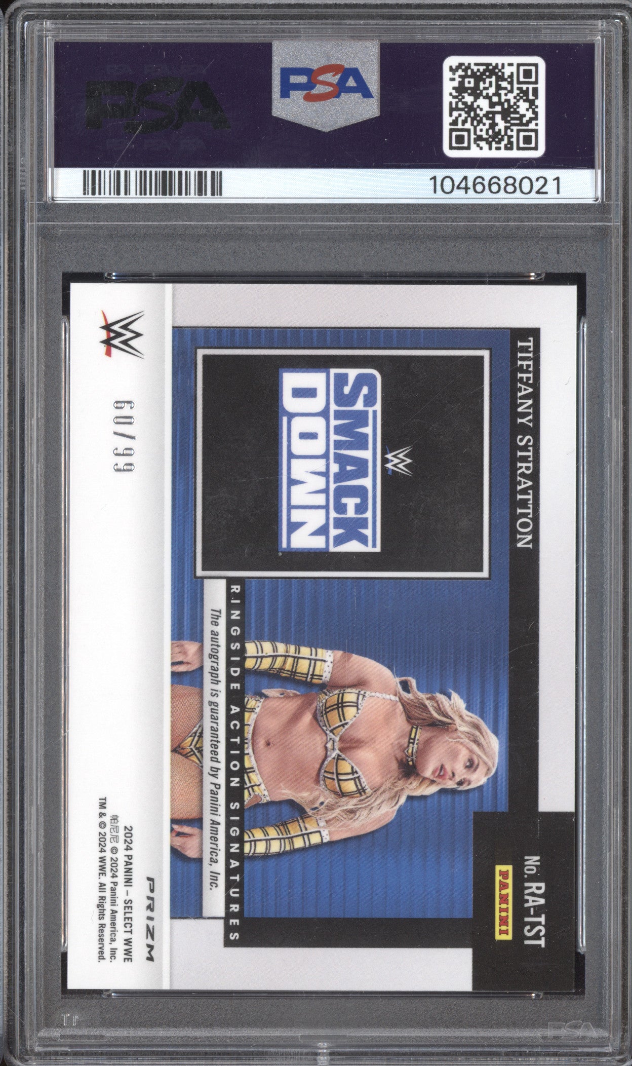 Tiffany Stratton 2024 Panini Select WWE Ringside Signature Red /99 PSA 10/10