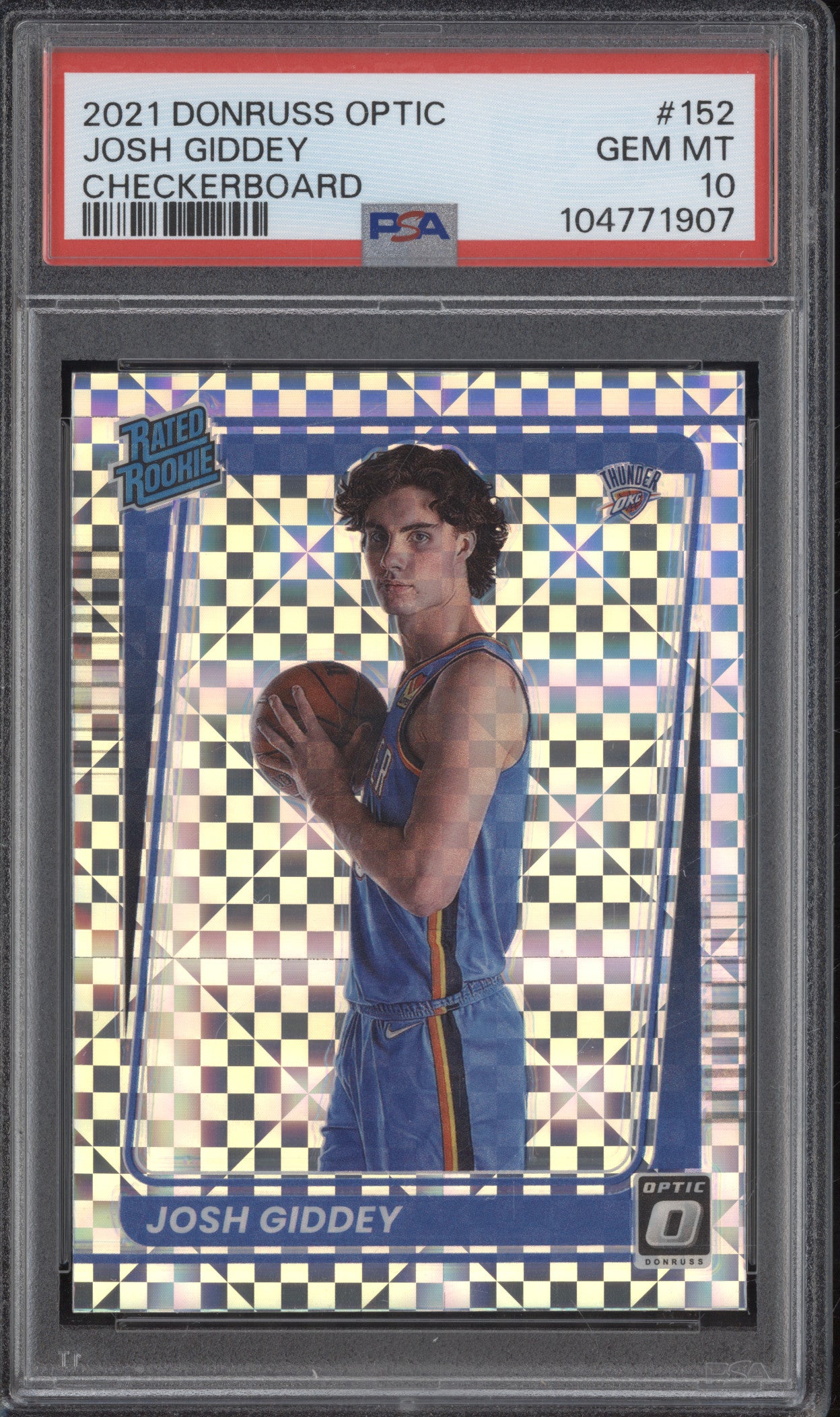 Josh Giddey 2021-22 Panini Donruss Optic 152 Checkerboard RC PSA 10