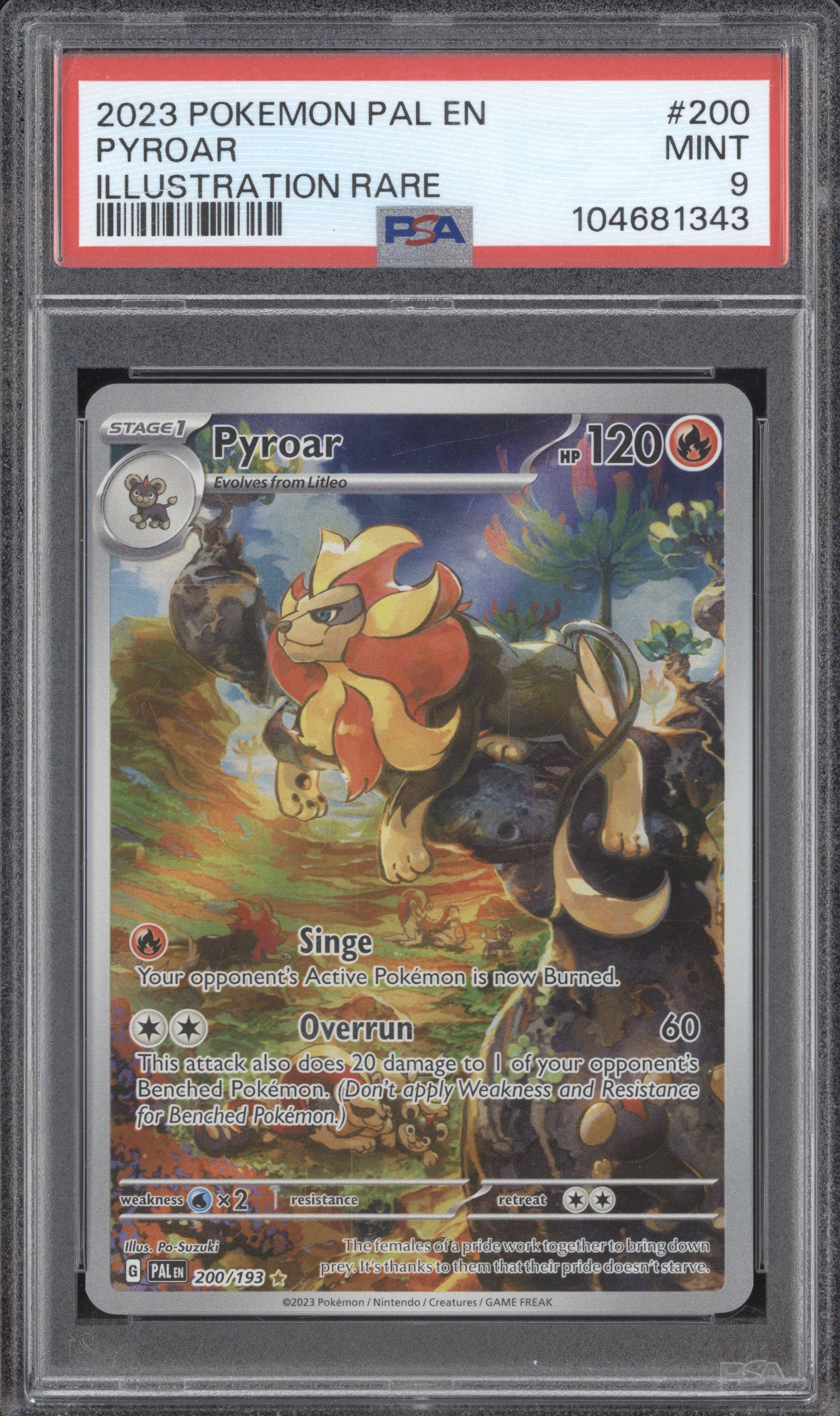 Pyroar 2023 Pokemon Paldea Evolved 200/193 Illustration Rare PSA 9