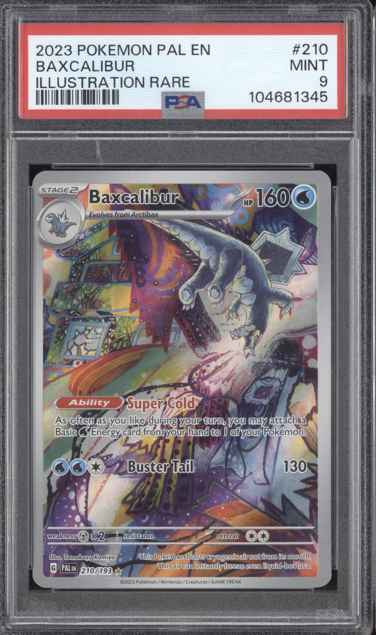 Baxcalibur 2023 Pokemon Paldea Evolved 210/193 Illustration Rare PSA 9