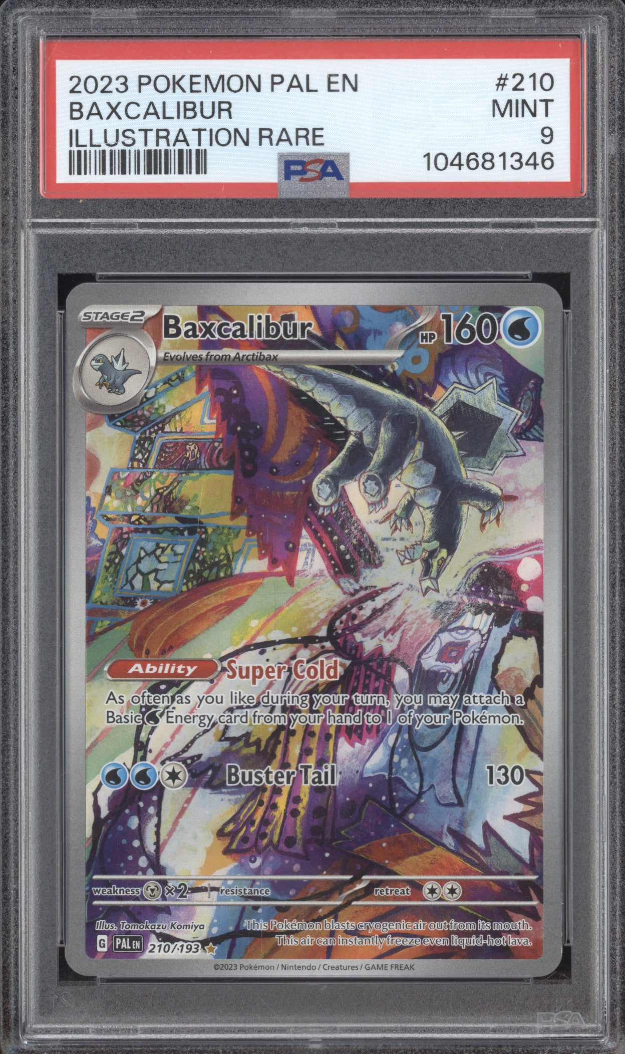Baxcalibur 2023 Pokemon Paldea Evolved 210/193 Illustration Rare PSA 9