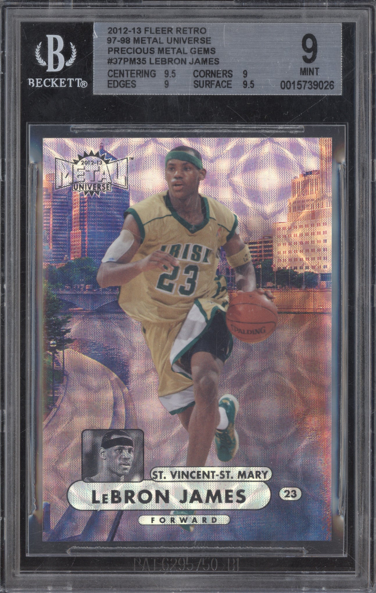 LeBron James 2012-13 Fleer Retro 97PM-35 Precious Metal Gems 27/100 BGS 9