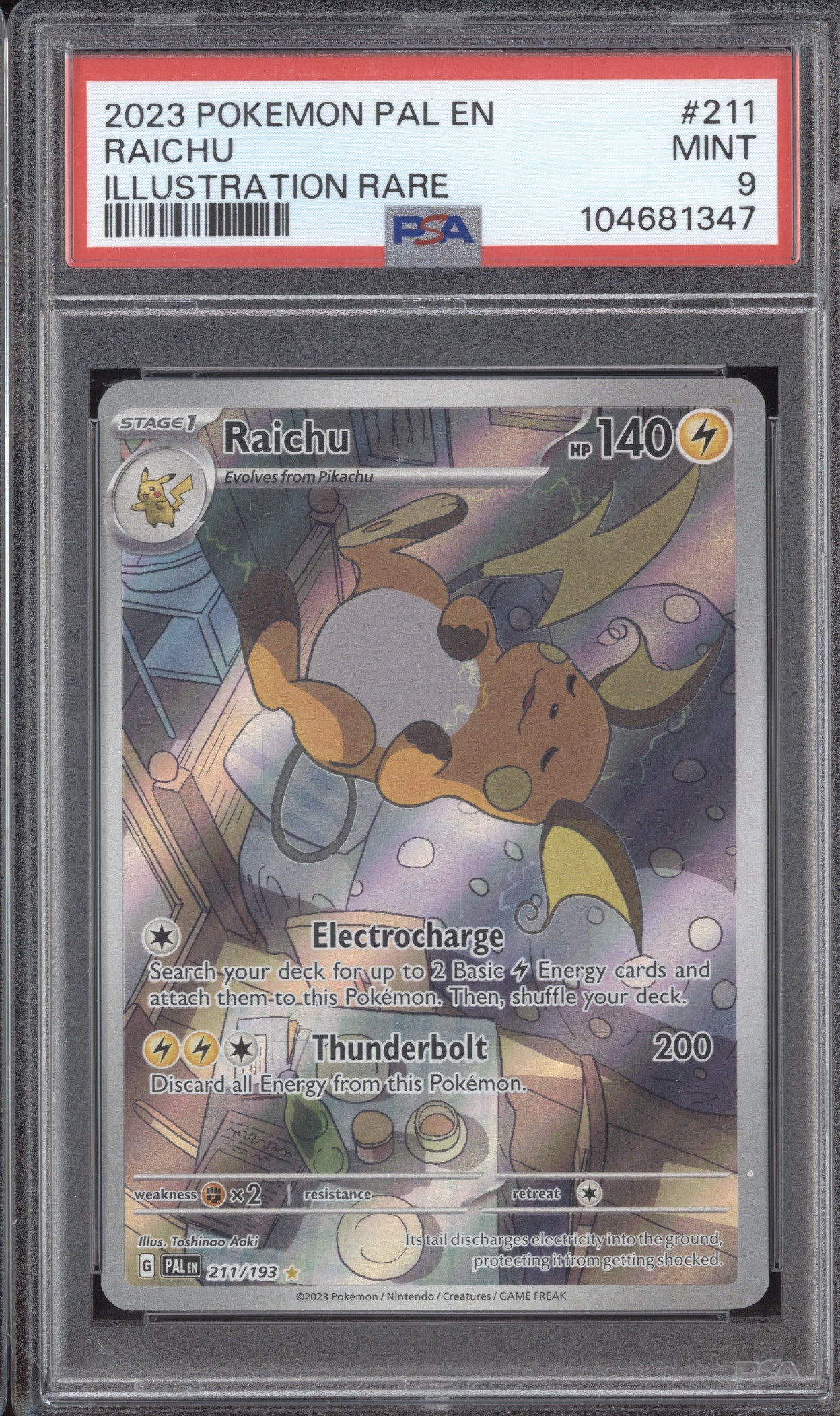 Raichu 2023 Pokemon Paldea Evolved 211/193 Illustration Rare PSA 9
