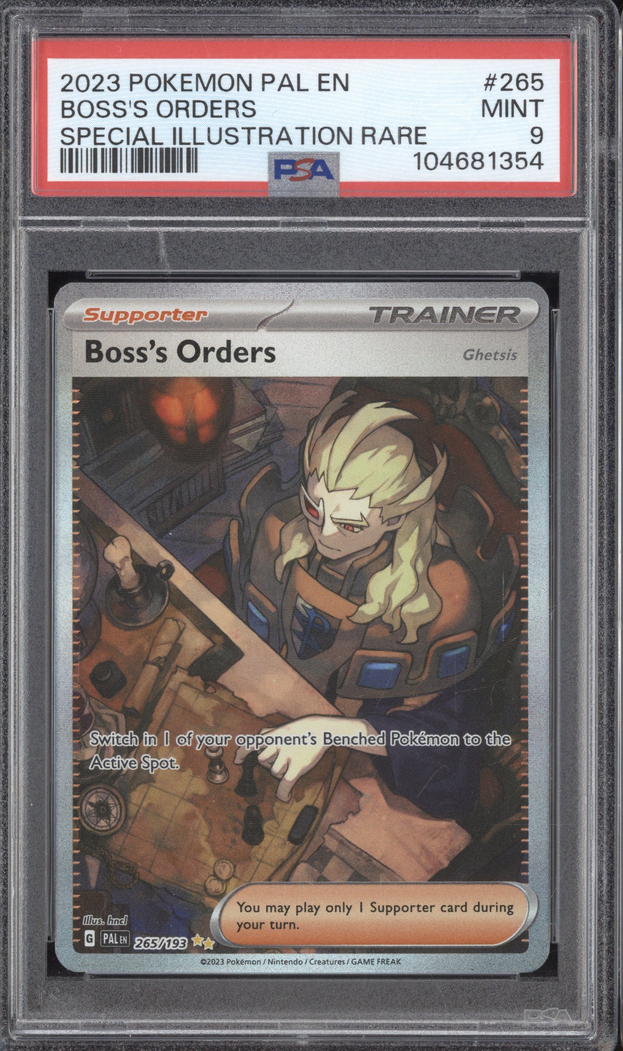 Boss's Orders 0 Pokemon Paldea Evolved 265/193 Special Illustration Rare PSA 9